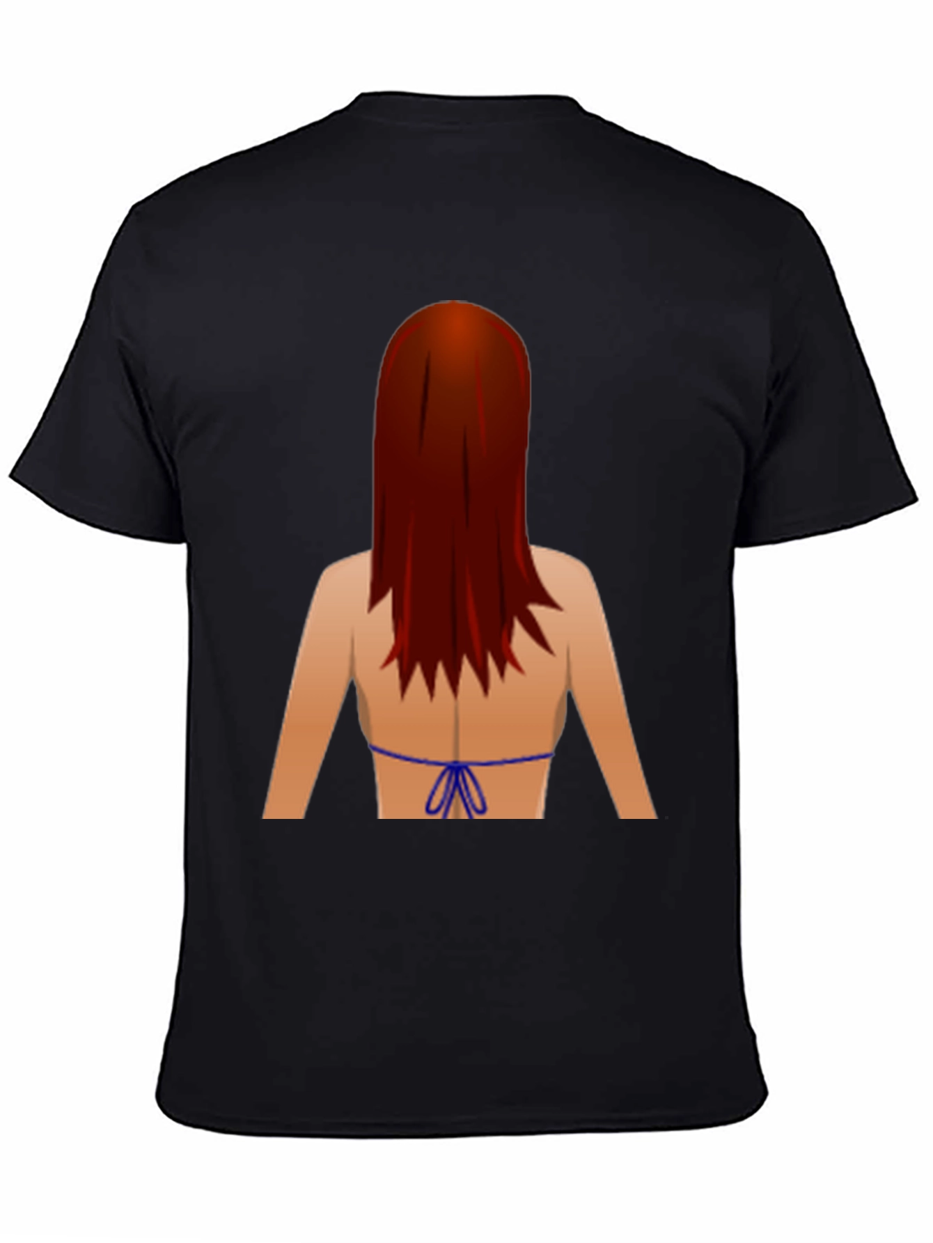 Black Novelty Graphic T-Shirt: Back View Bikini Redhead view 4