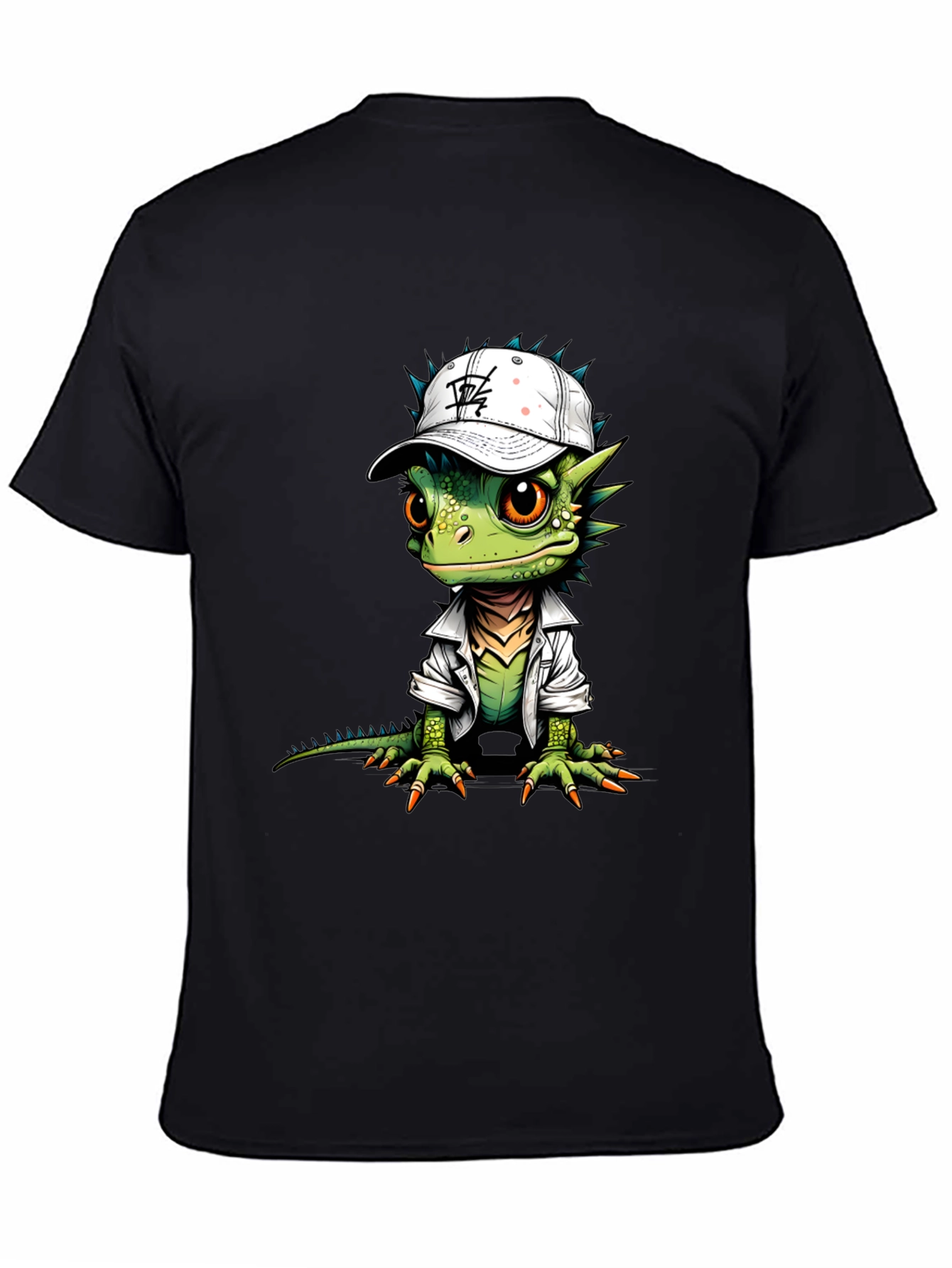 Black Cool Lizard Graphic Tee view 4
