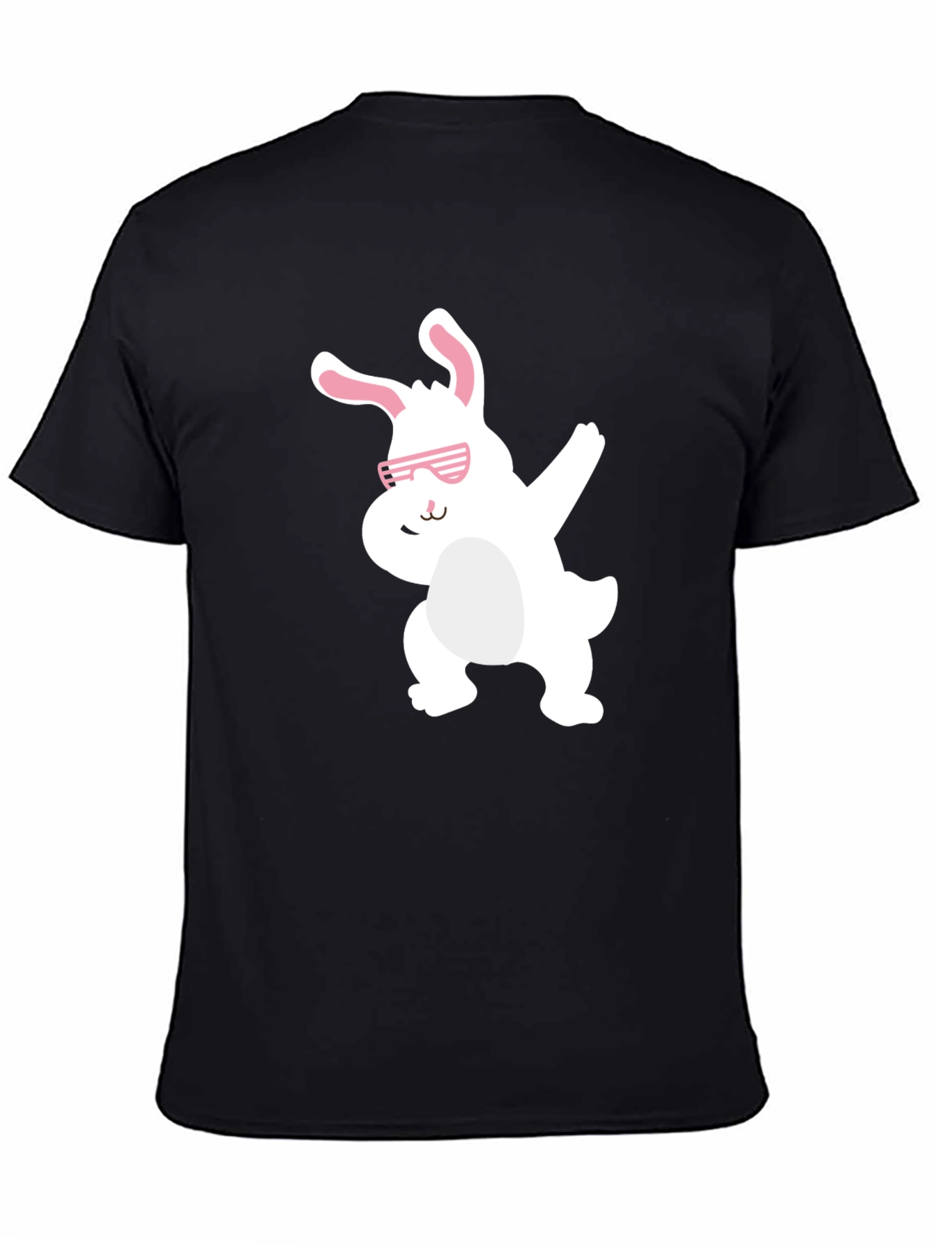 Black Funny Easter Bunny Dabbing Black T-Shirt view 4