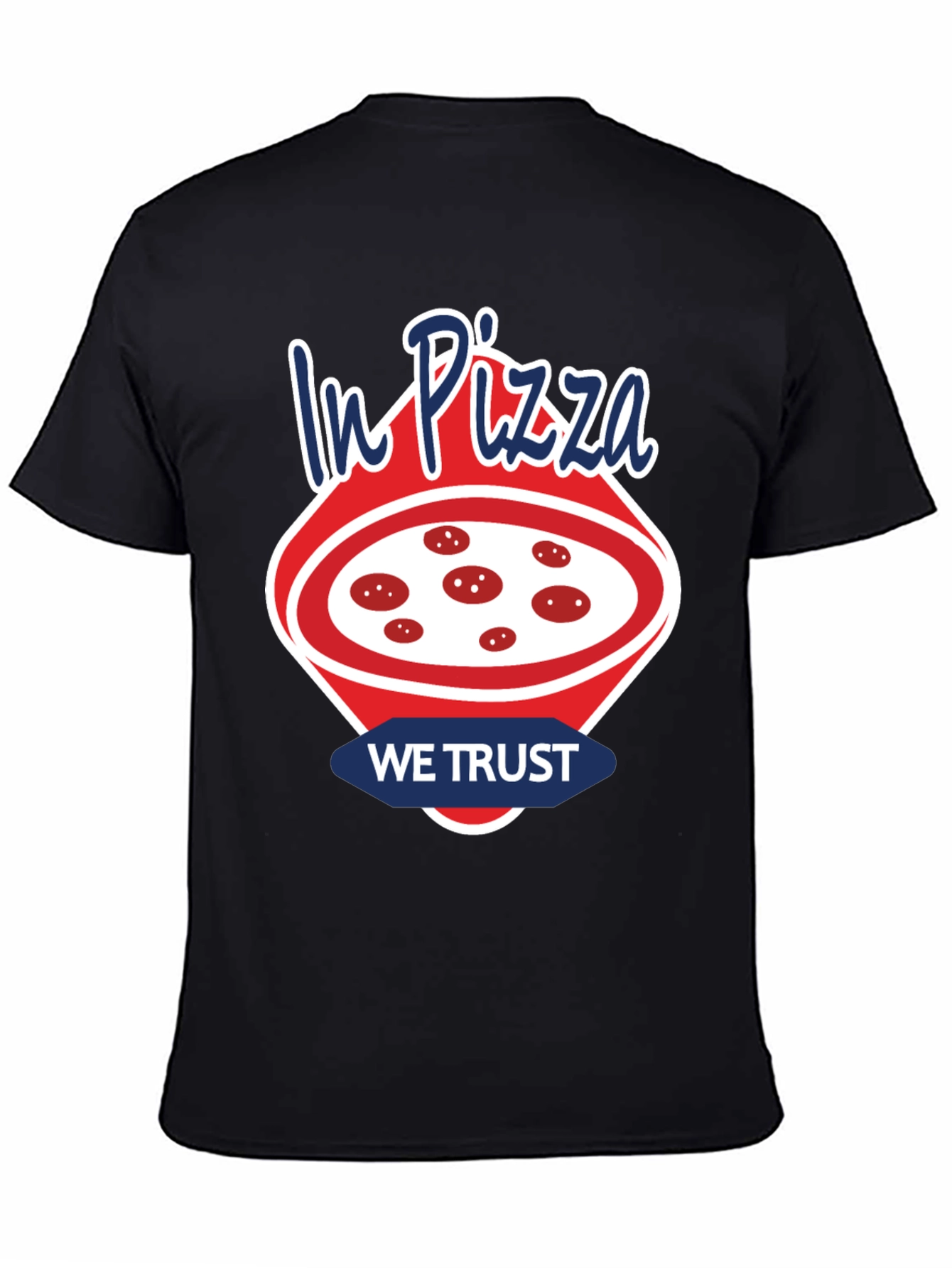 Black In Pizza We Trust T-Shirt - Funny Foodie Tee view 4