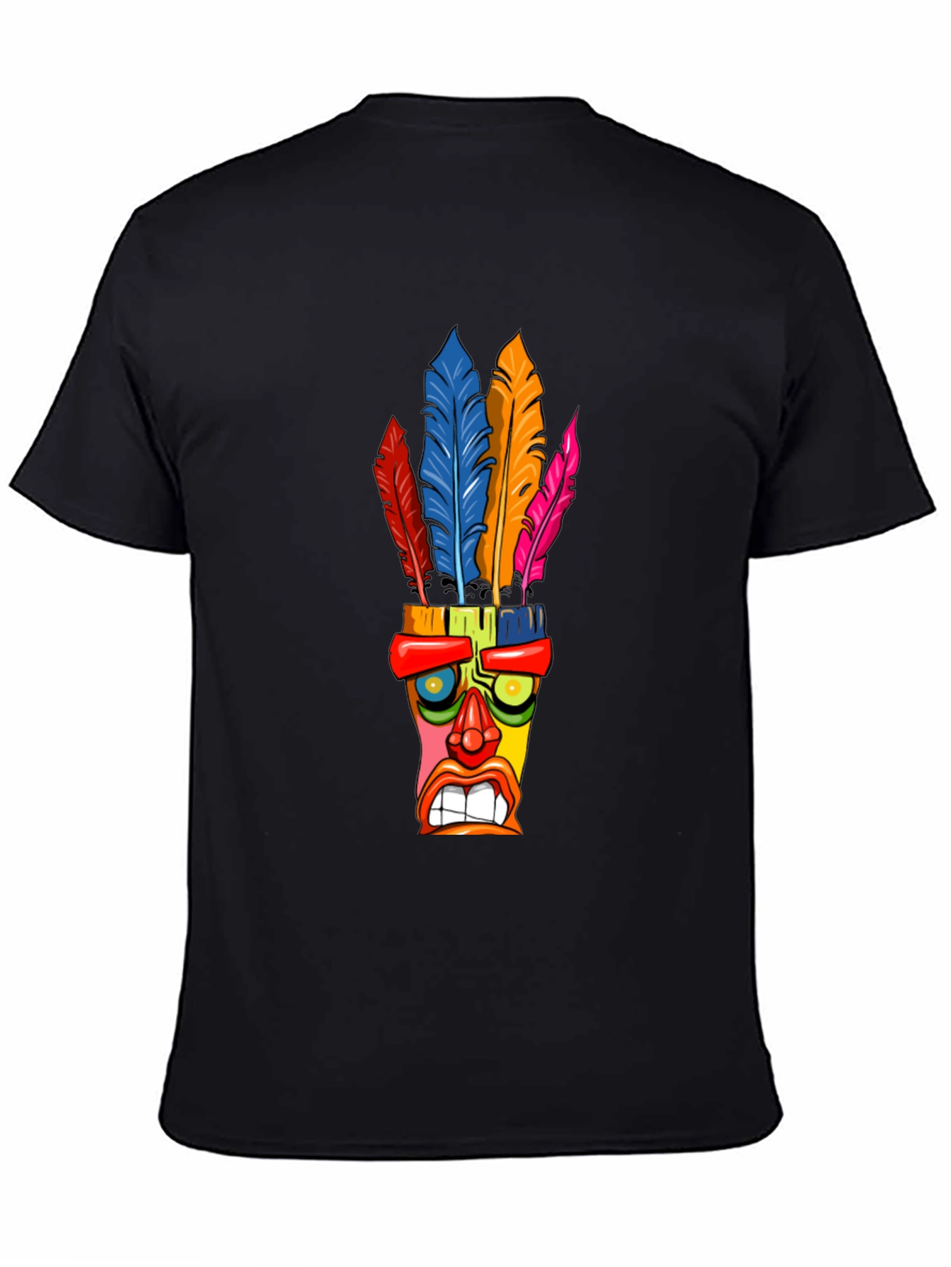 Black Colorful Tiki Mask T-Shirt view 4