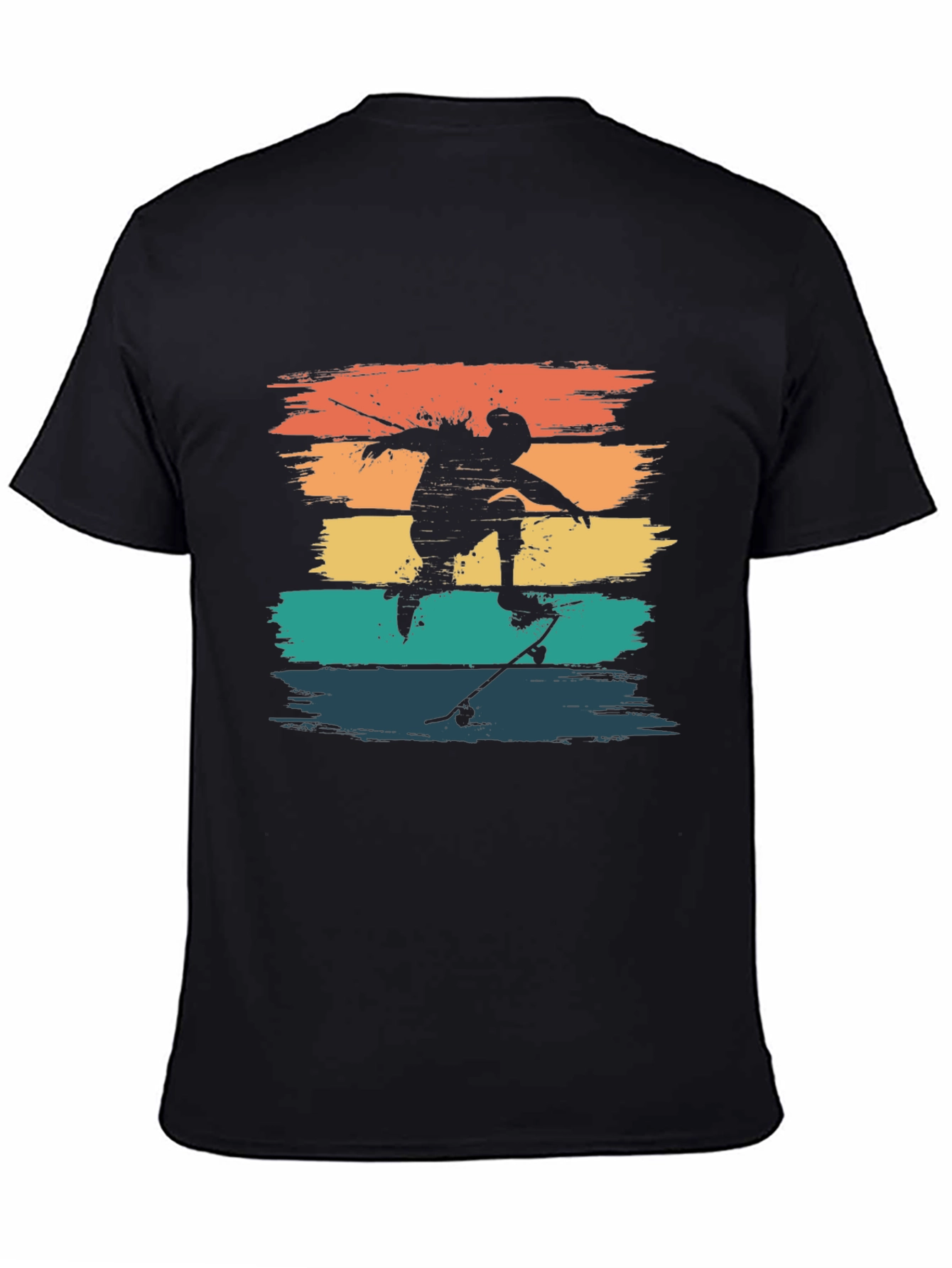 Black Retro Skateboarder Tee - Vintage Style T-Shirt view 4