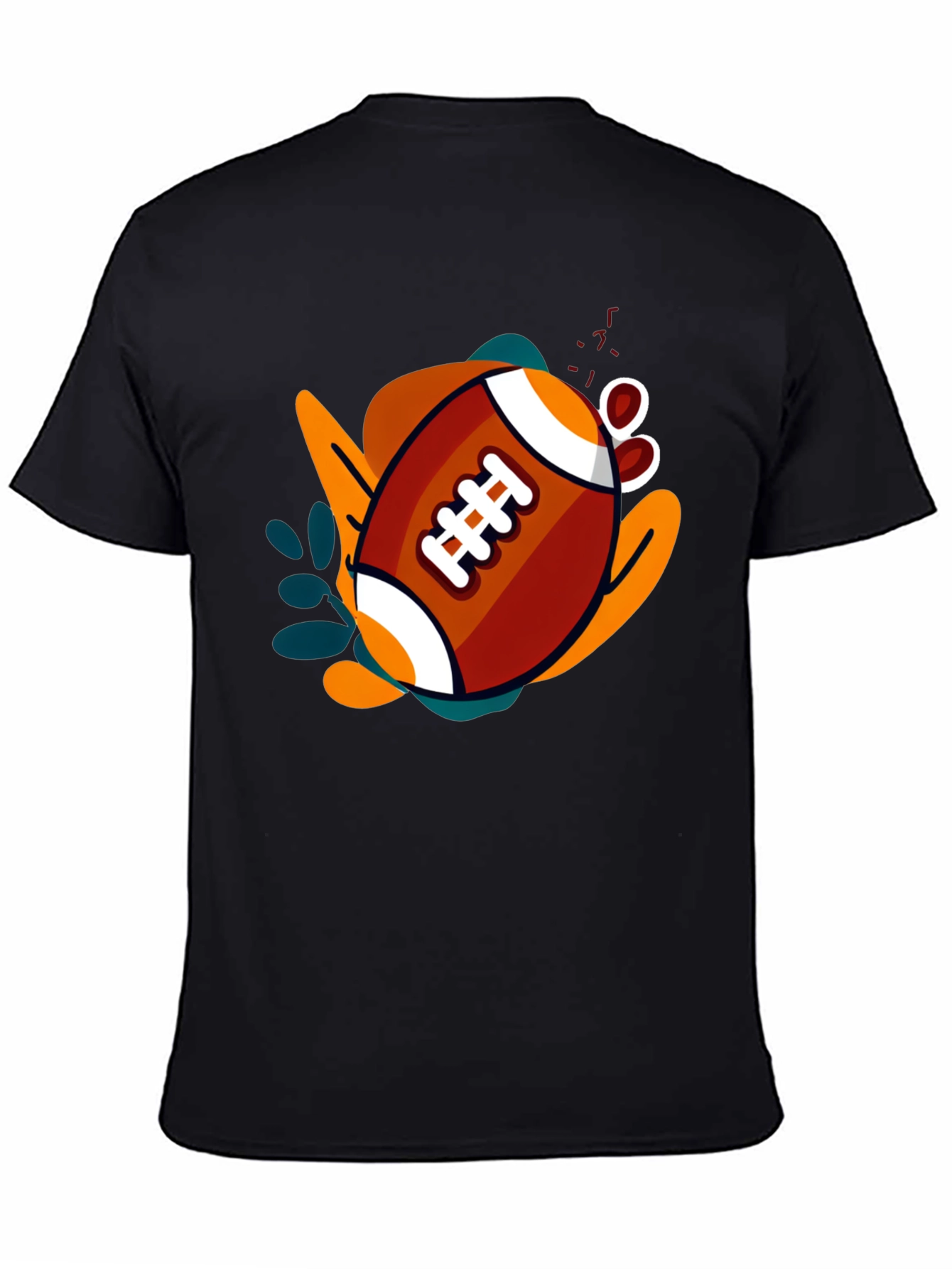 Black Graphic Football T-Shirt - Black Casual Tee view 4