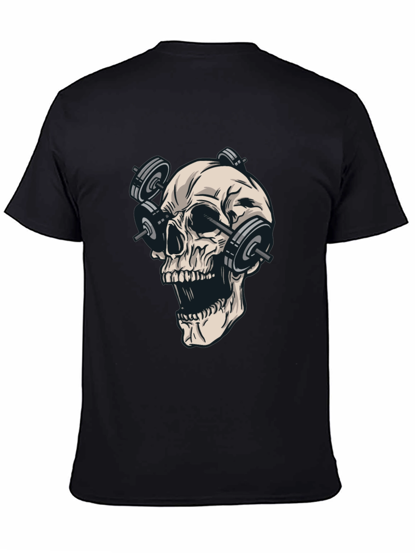 Black Skull Weights Black T-Shirt - Gym Lover view 4