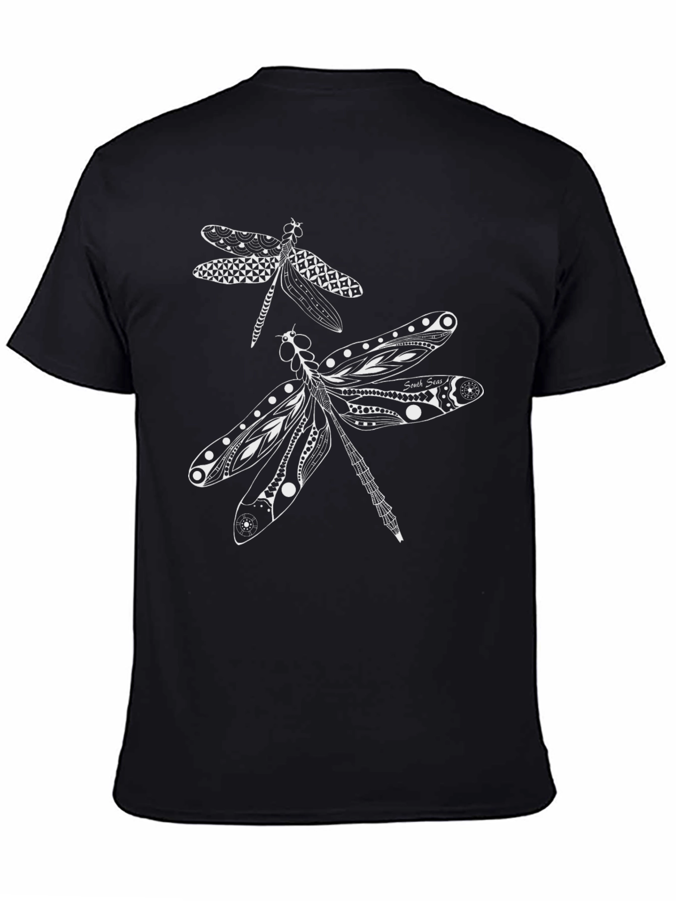 Black Dragonfly Graphic Print Black T-Shirt view 4