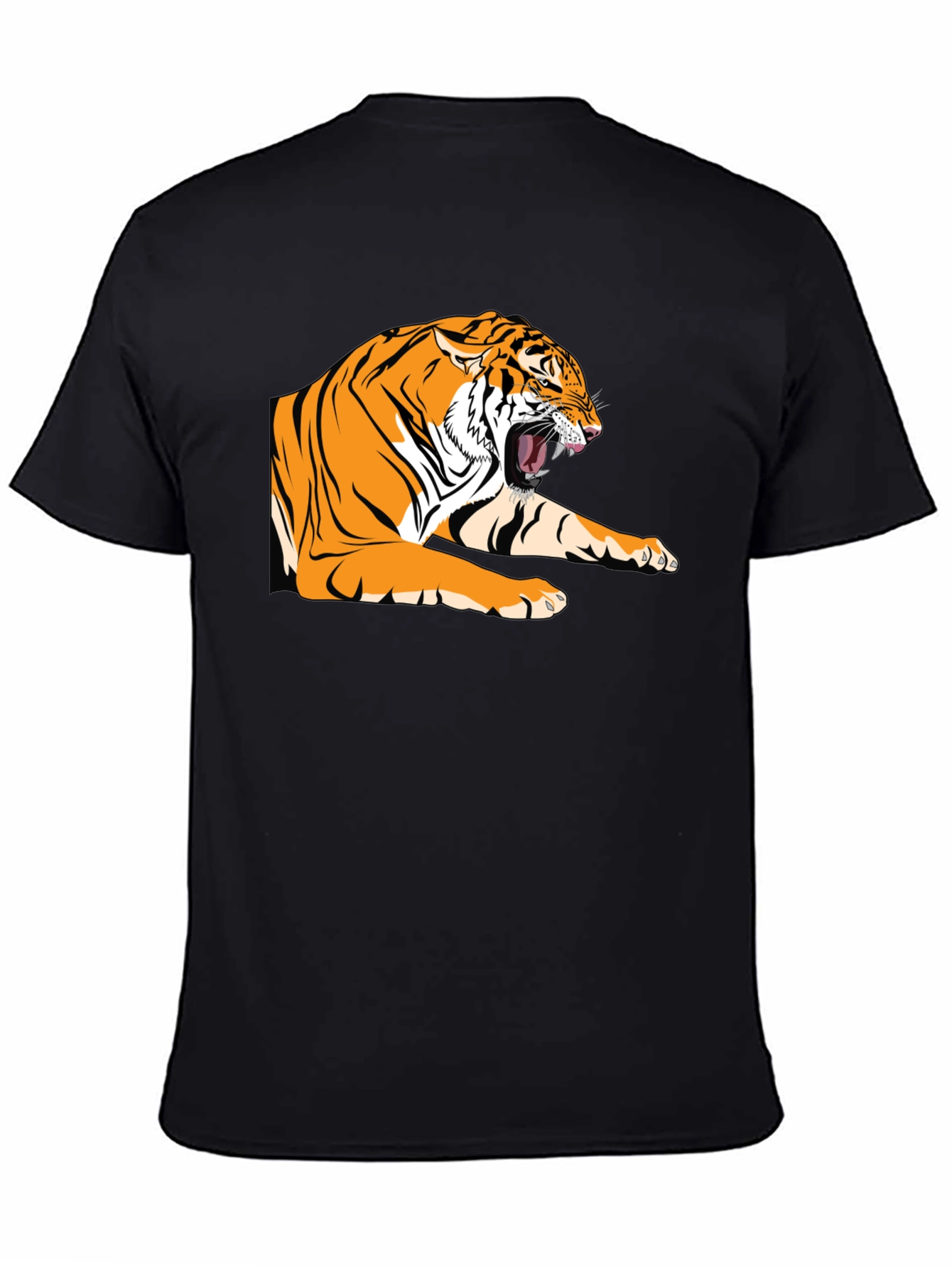 Black Roaring Tiger Graphic Tee - Bold Black T-Shirt view 4