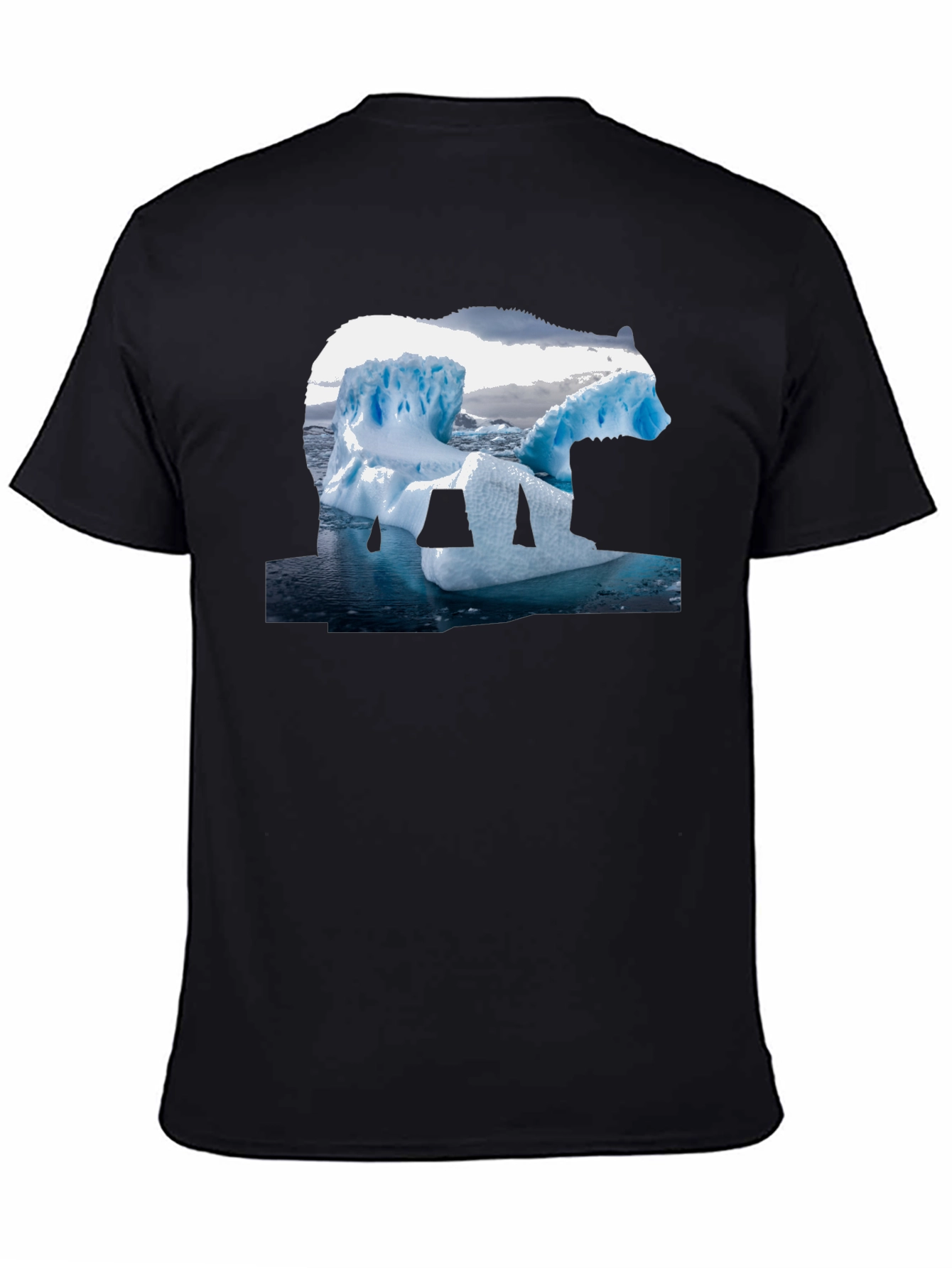 Black Polar Bear Iceberg Graphic Tee - Black Cotton T-Shirt view 4