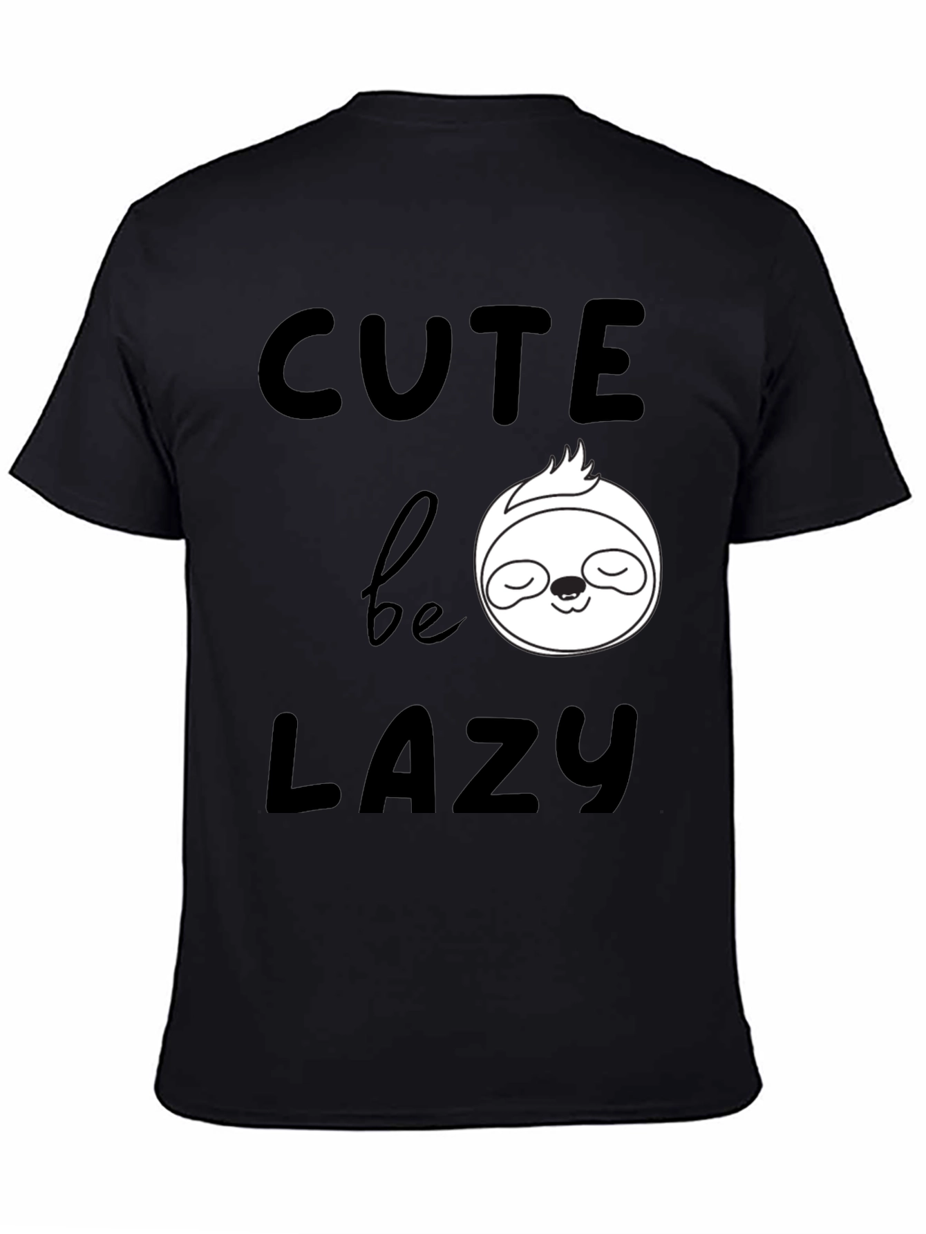 Black Cute Be Lazy Sloth Graphic T-Shirt view 4