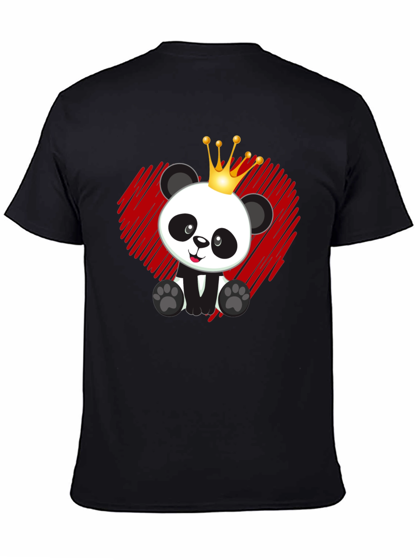 Black Panda King T-Shirt - Cute Bear Graphic Tee view 4
