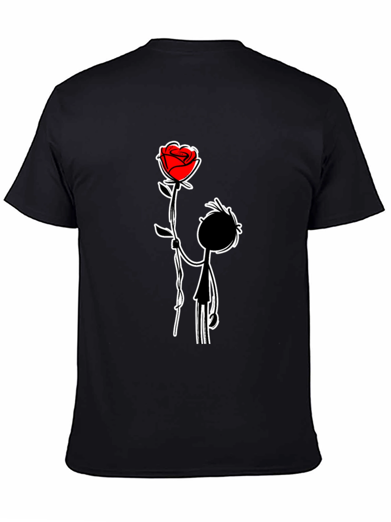 Black Romantic Rose Graphic Tee - Men's Black T-Shirt view 4