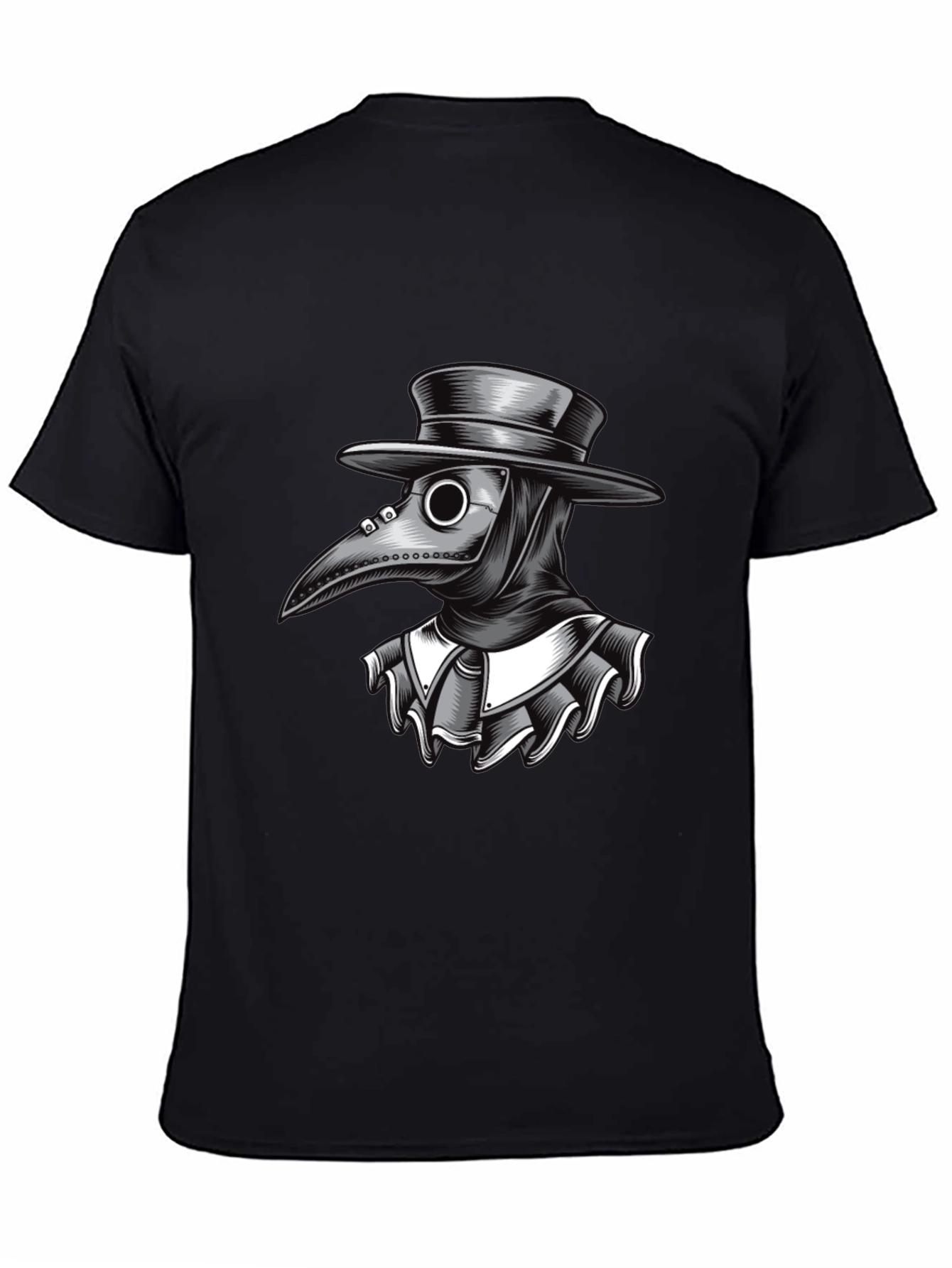 Black Plague Doctor Graphic Tee - Black Cotton T-Shirt view 4