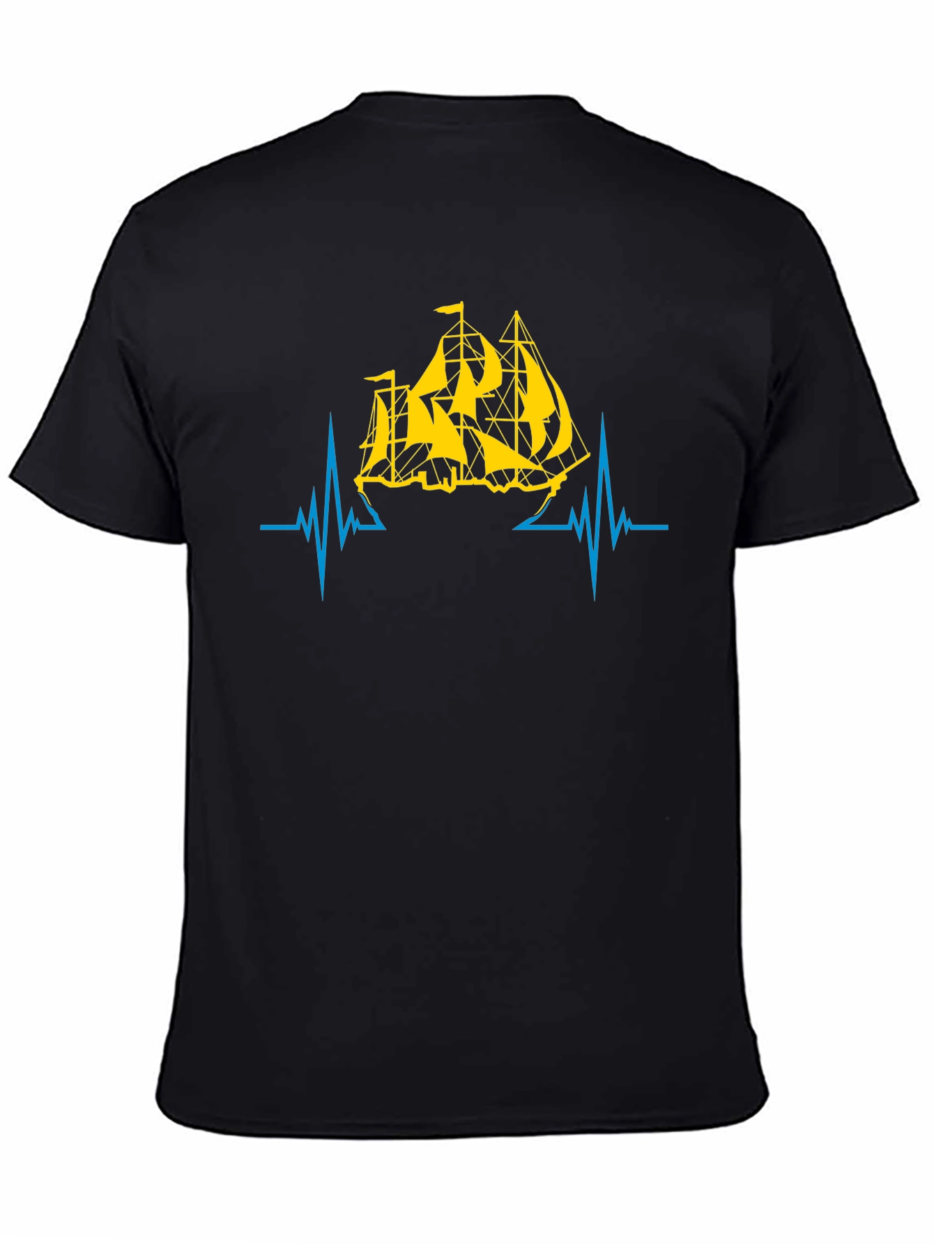 Black Nautical Heartbeat T-Shirt - Black view 4