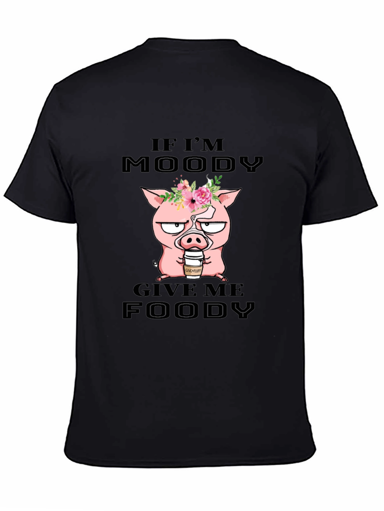 Black Moody Pig Foodie T-Shirt view 4