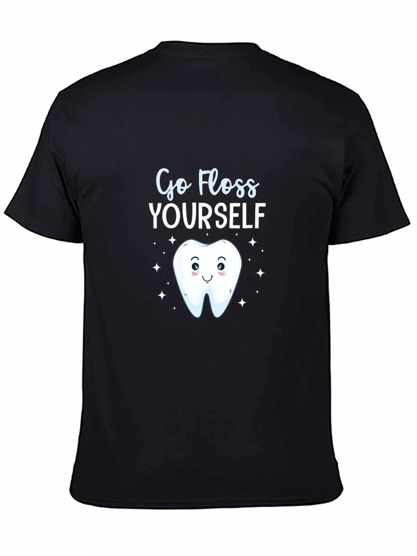 Black Go Floss Yourself Funny Tooth T-Shirt view 4
