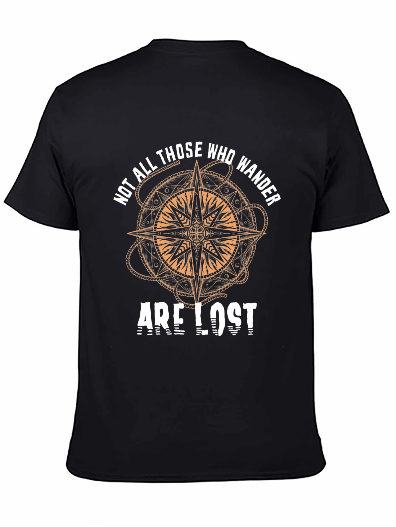 Black Wanderlust Compass Graphic Tee - Not All Who Wander view 4