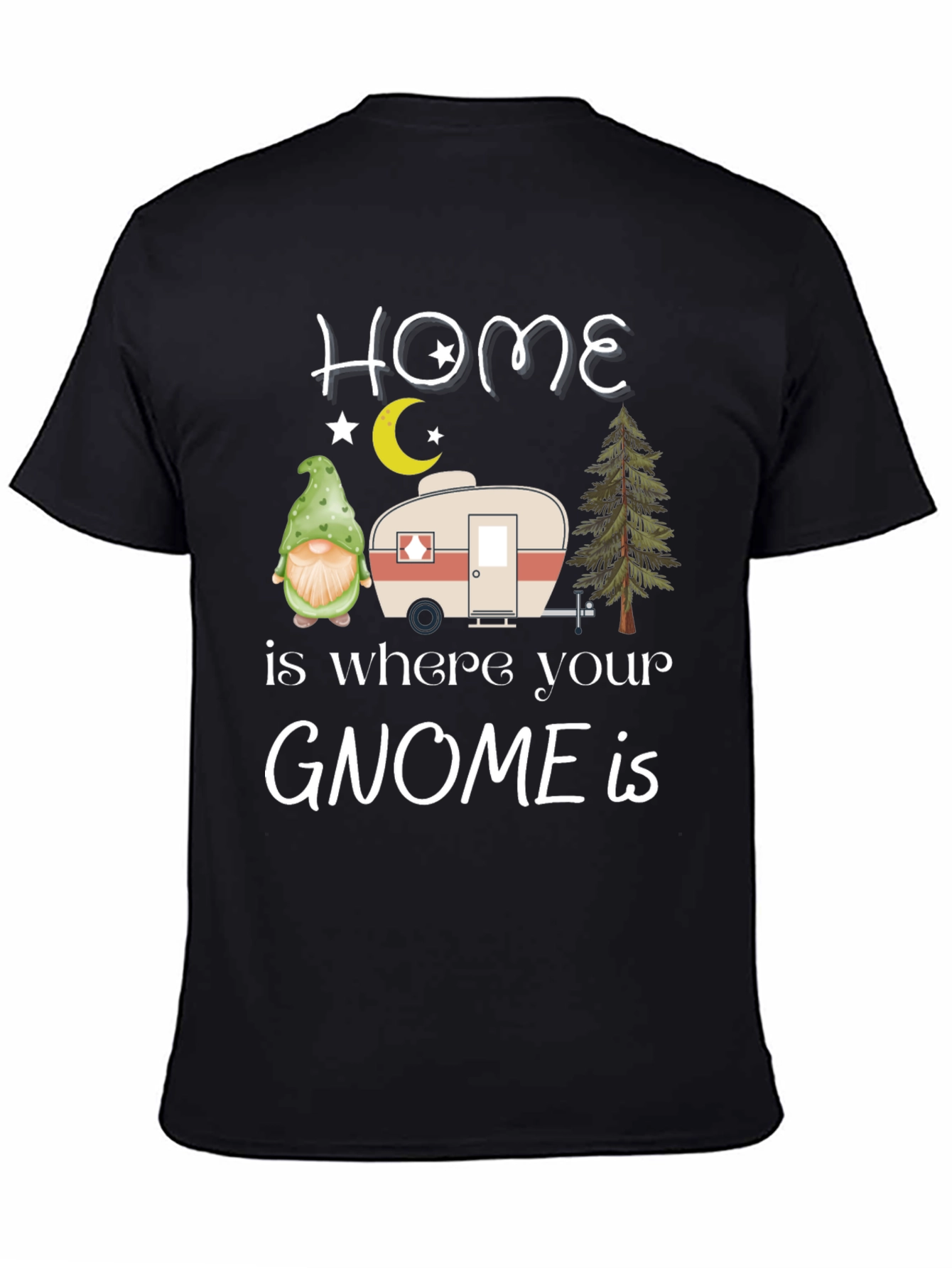 Black Home is Where Your Gnome is T-Shirt view 4