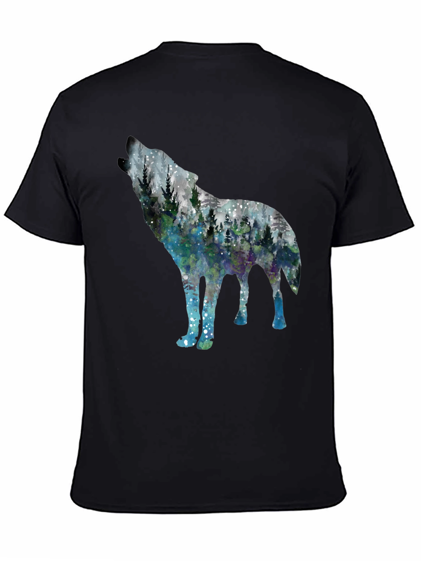 Black Wolf Forest Graphic Tee - Stylish Nature Shirt view 4