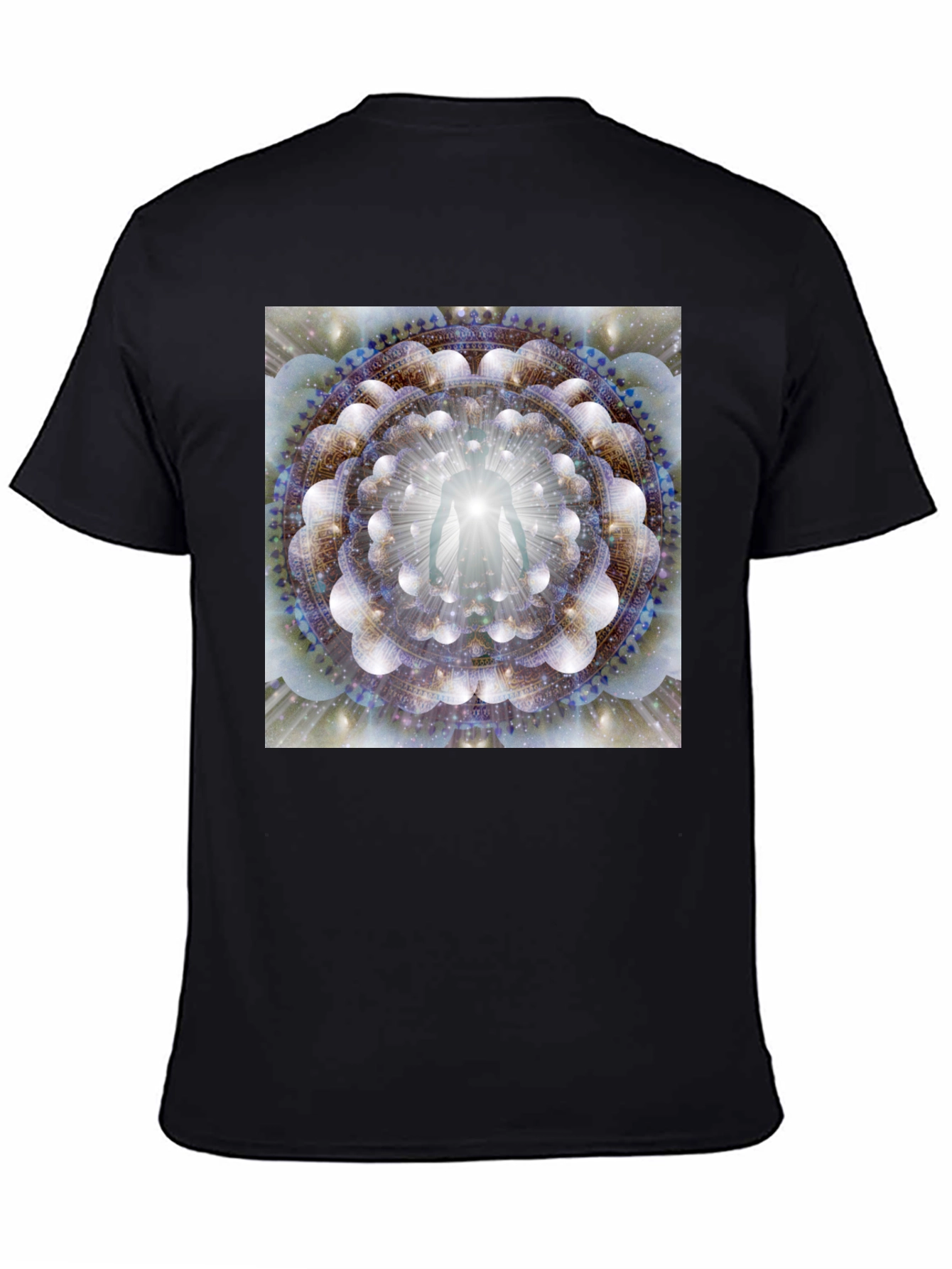 Black Enlightened Being Mandala Black T-Shirt view 4