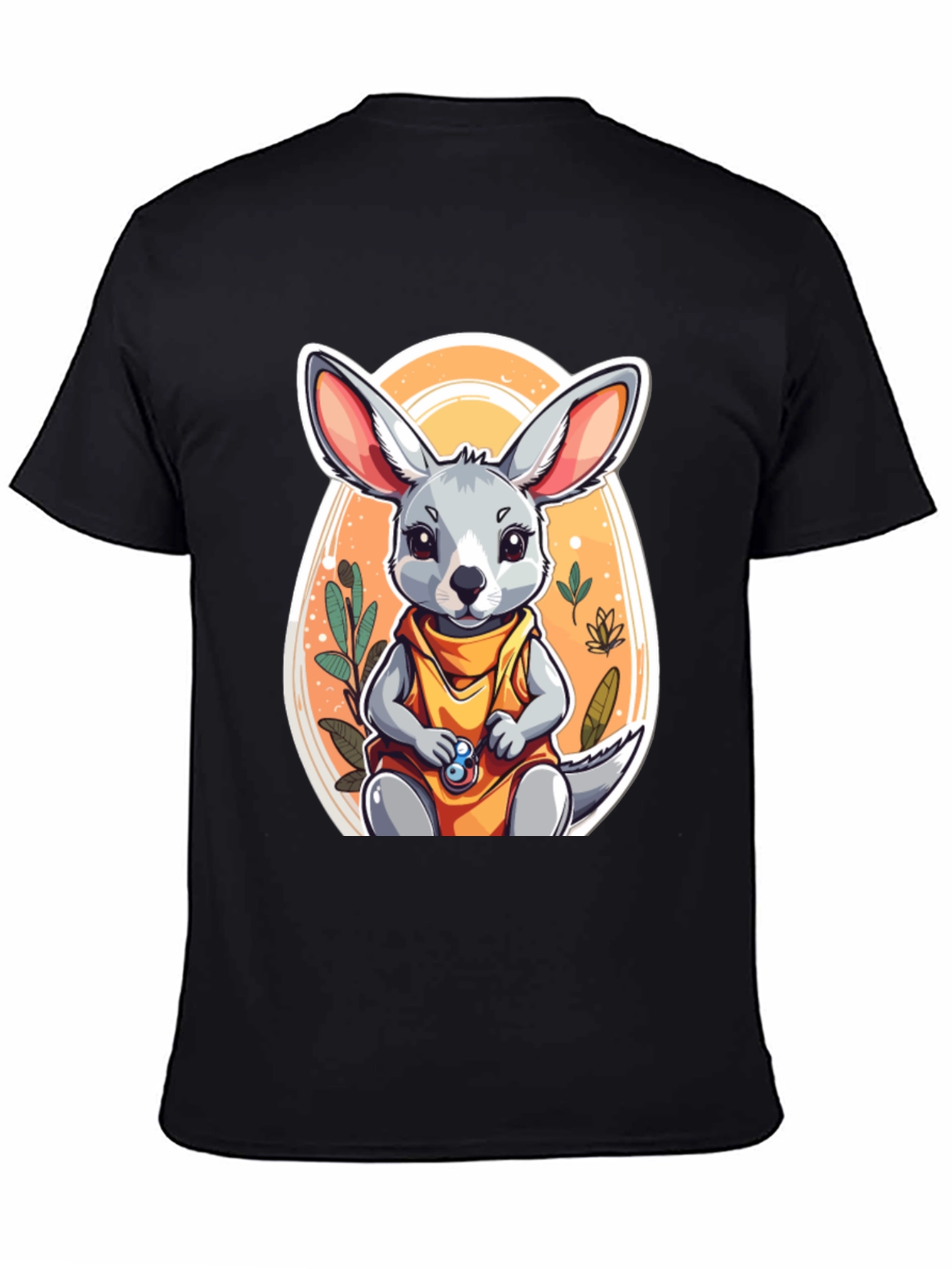 Black Cute Cartoon Jerboa T-Shirt view 4