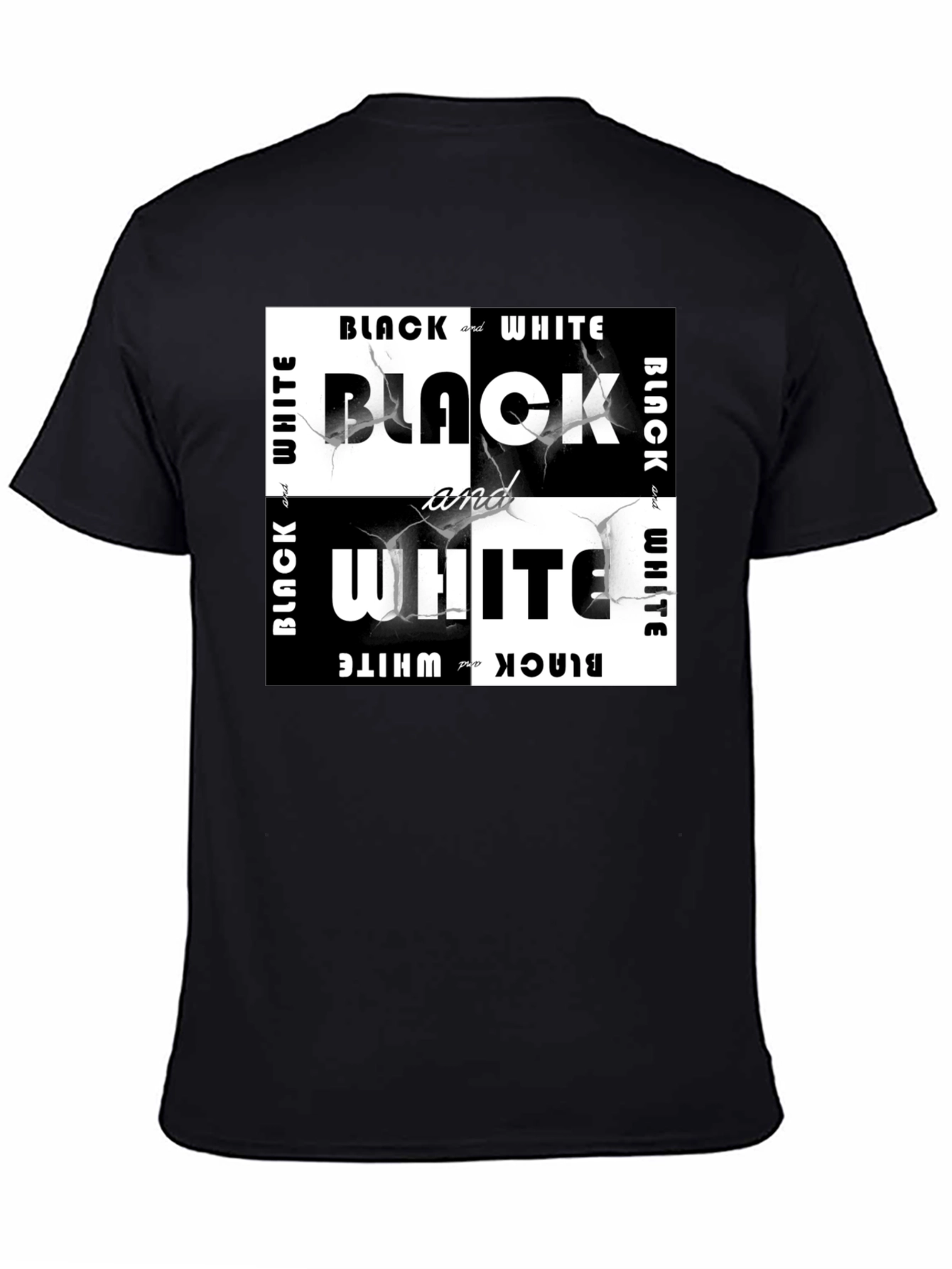 Black Black & White Graphic Tee - Modern Style view 4