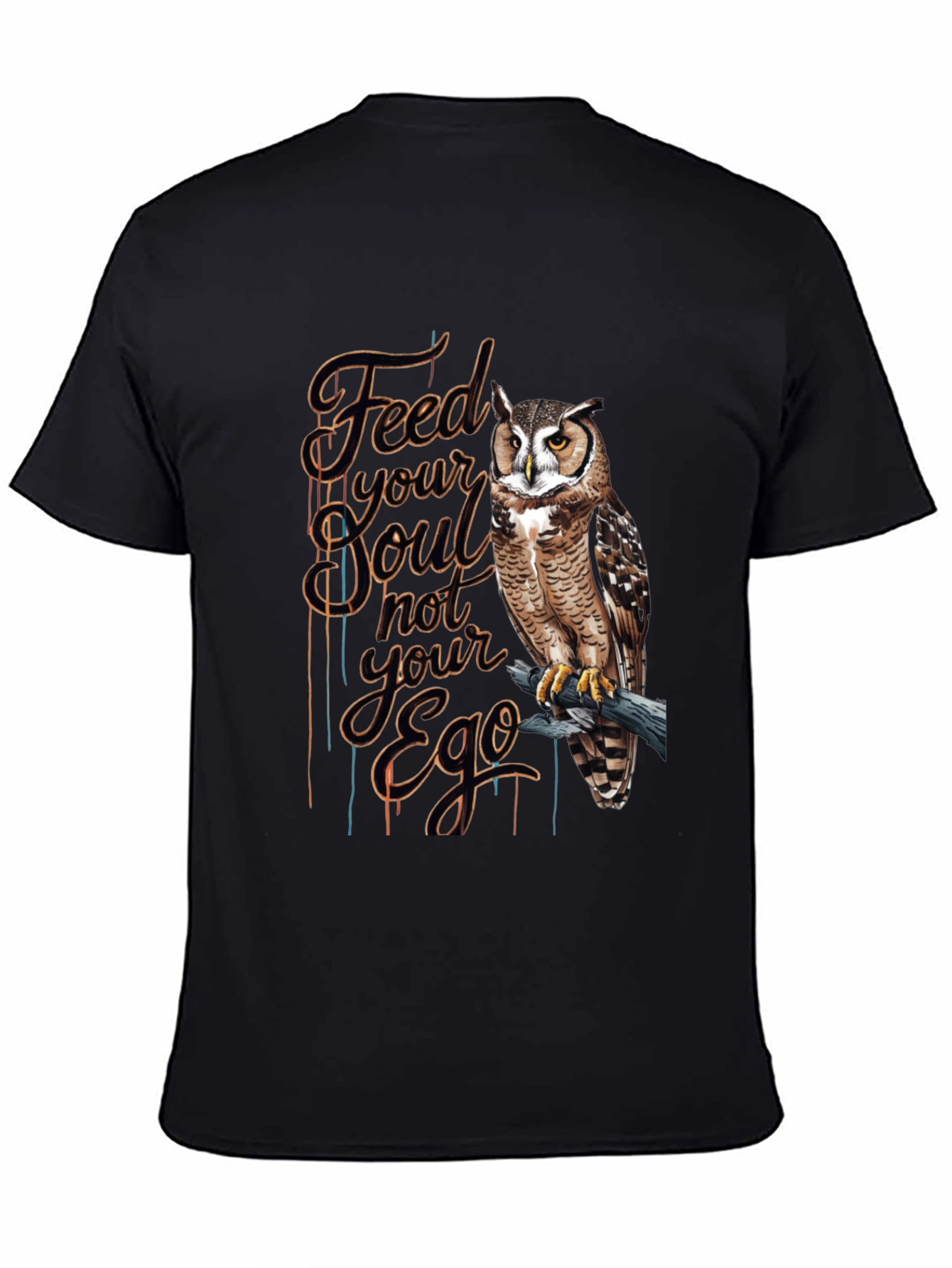 Black Feed Your Soul Owl Graphic T-Shirt - Black view 4