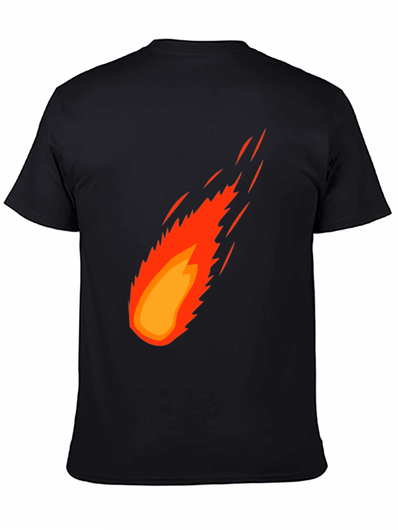 Black Fiery Comet Graphic Tee - Black Cotton T-Shirt view 4