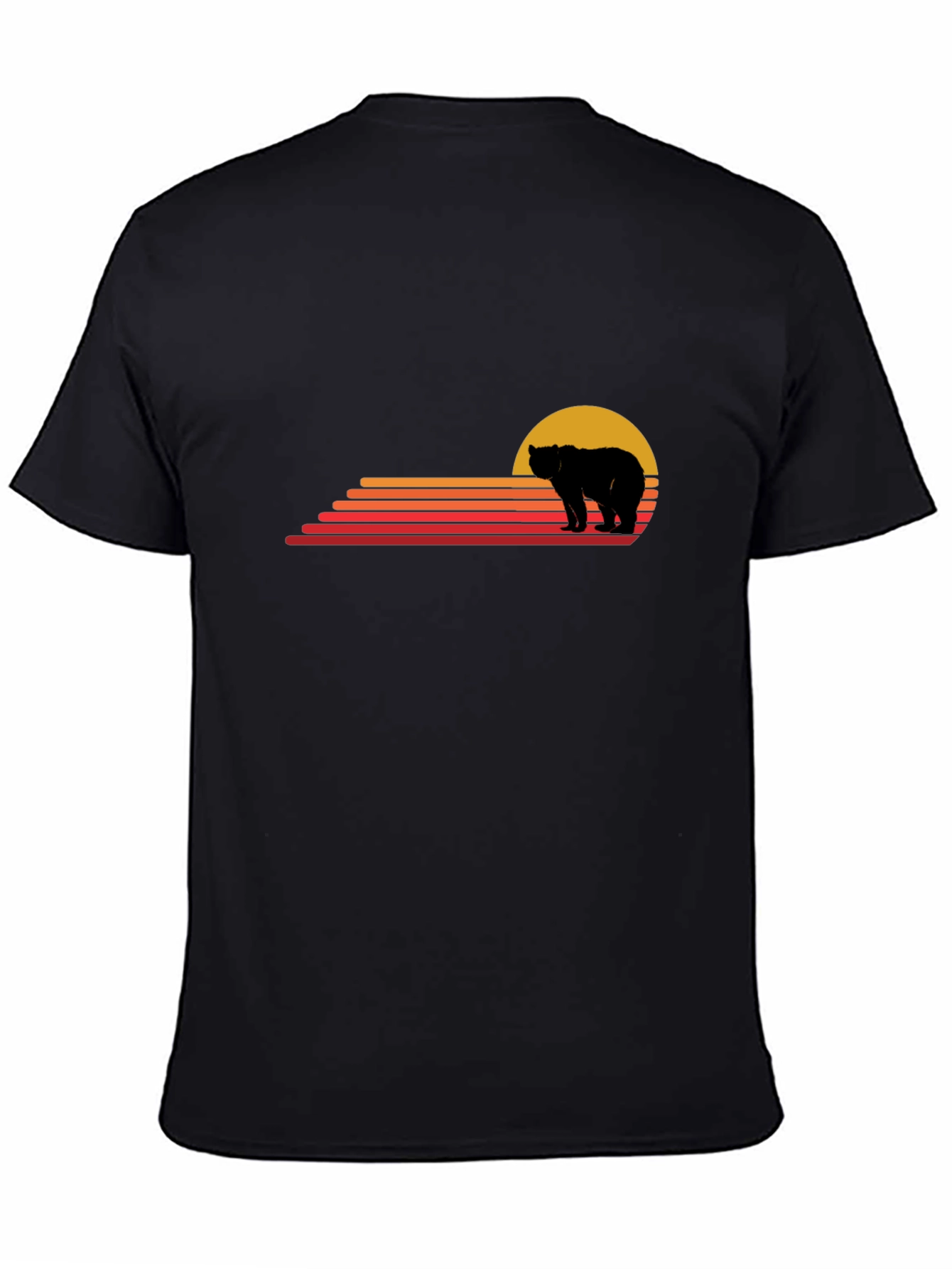 Black Retro Bear Sunset Graphic Tee view 4