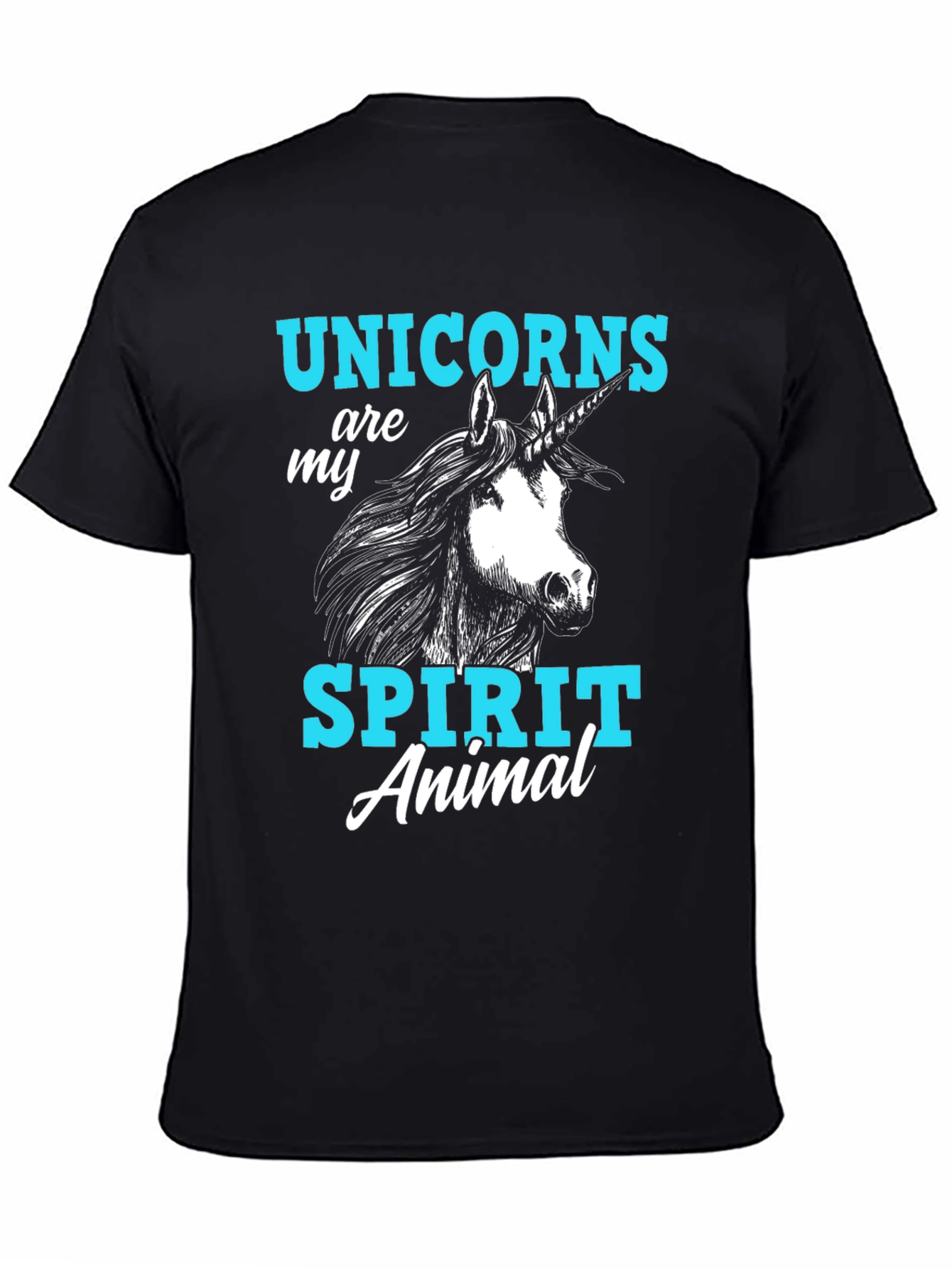 Black Unicorn Spirit Animal Graphic T-Shirt, Black Cotton Tee view 4