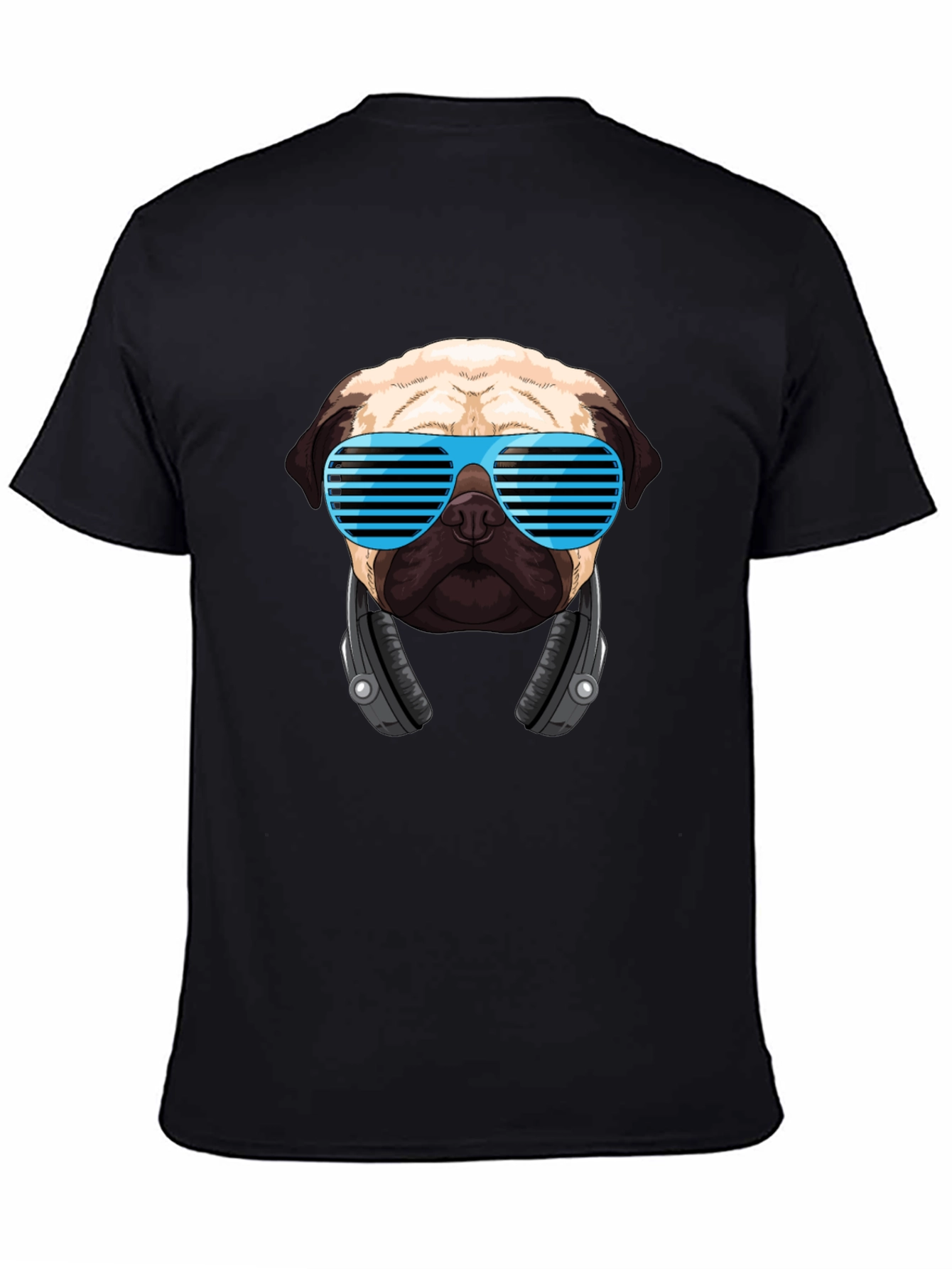 Black Cool Pug DJ Black T-Shirt view 4