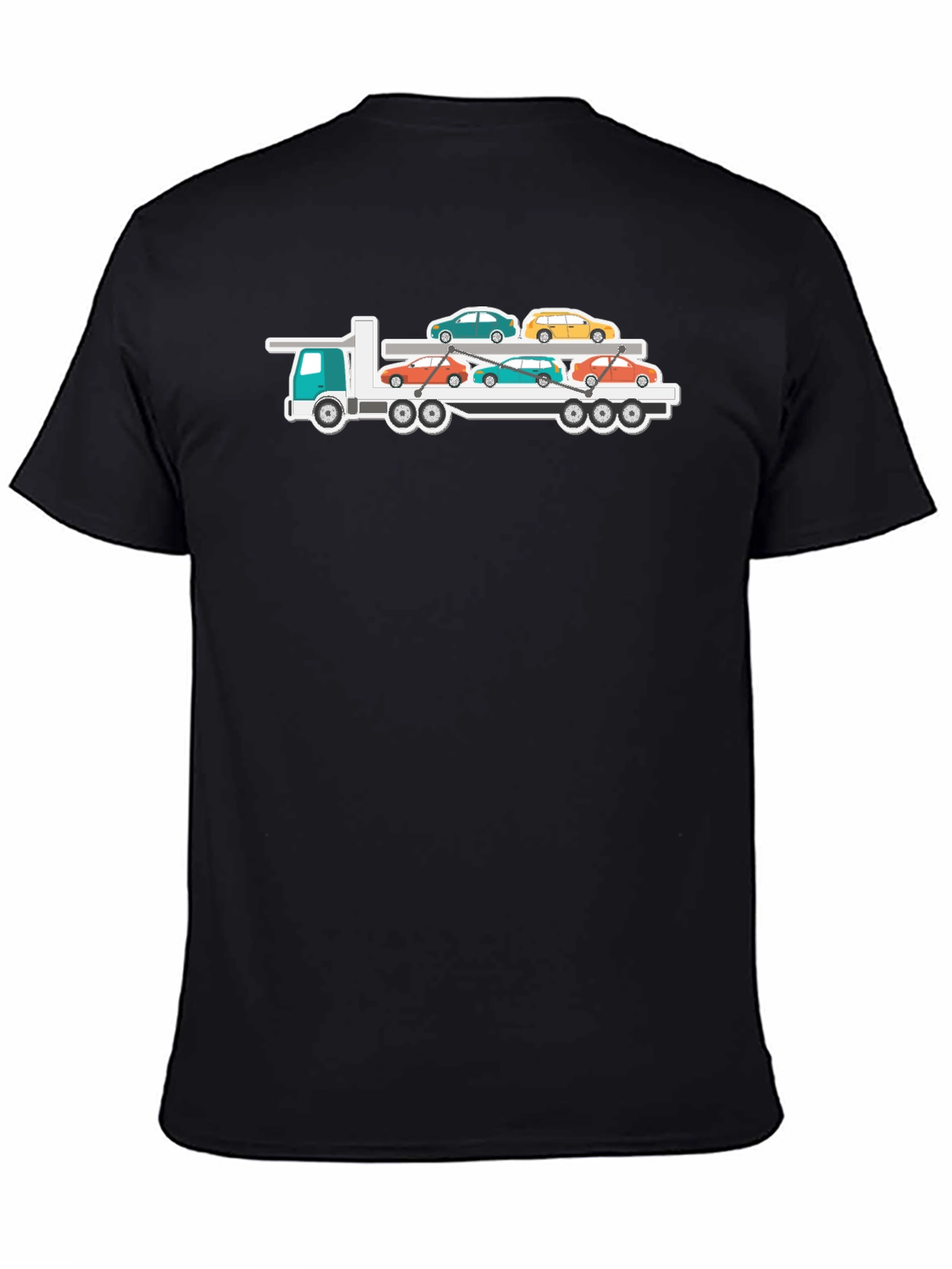Black Car Carrier Truck T-Shirt - Automotive Enthusiast Tee view 4