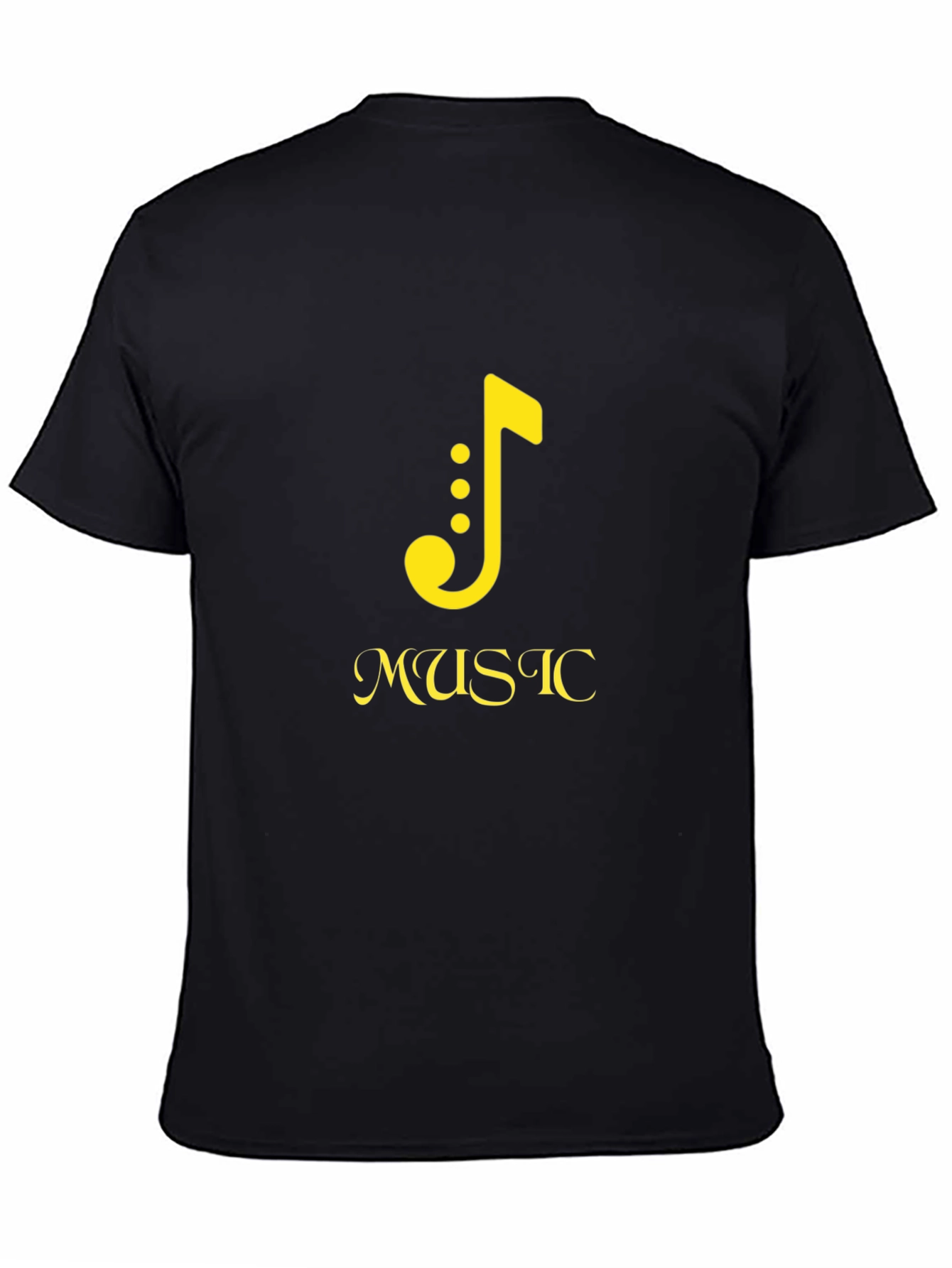 Black Men's Black Music Note Graphic T-Shirt view 4