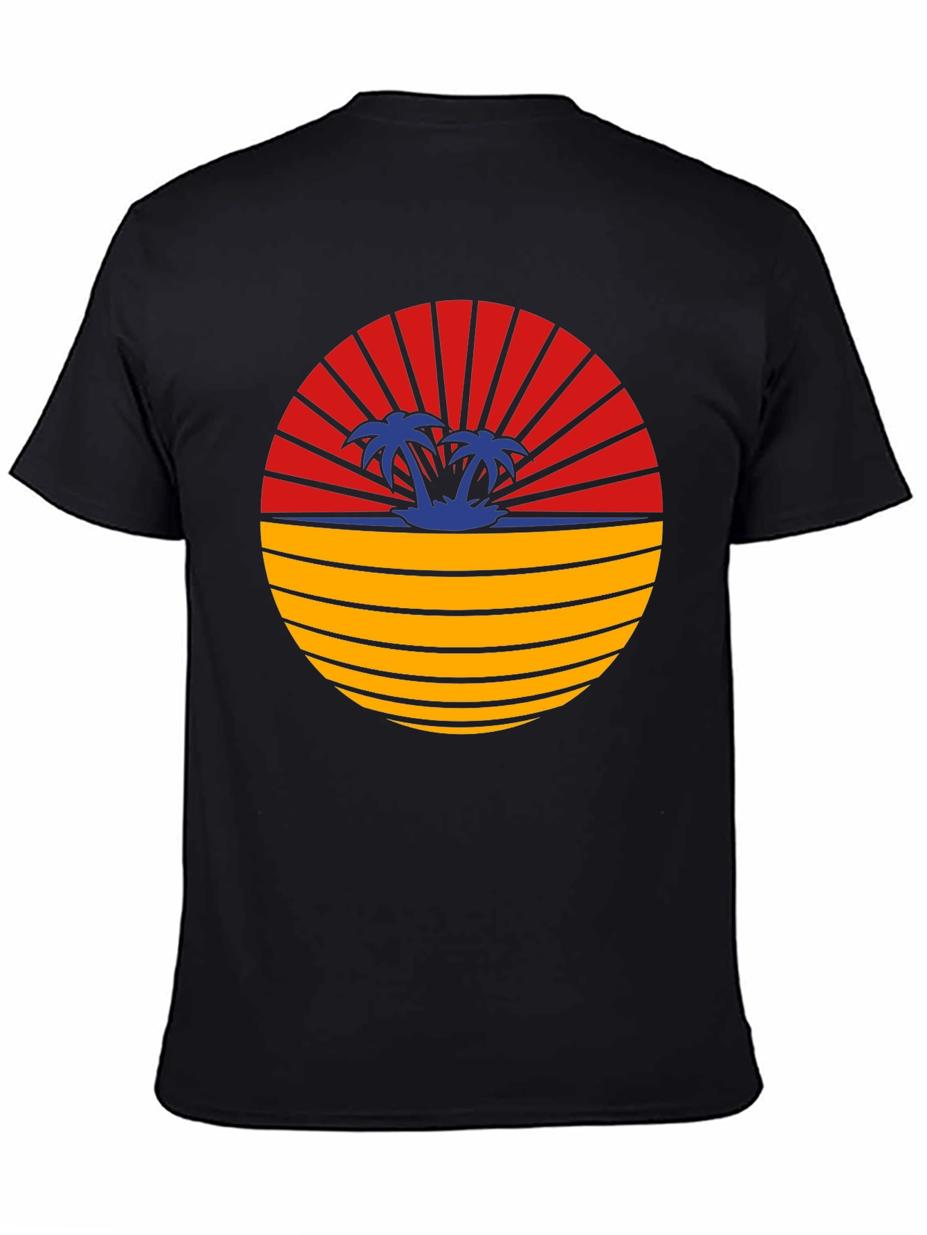 Black Retro Sunset Palm Tree T-Shirt view 4