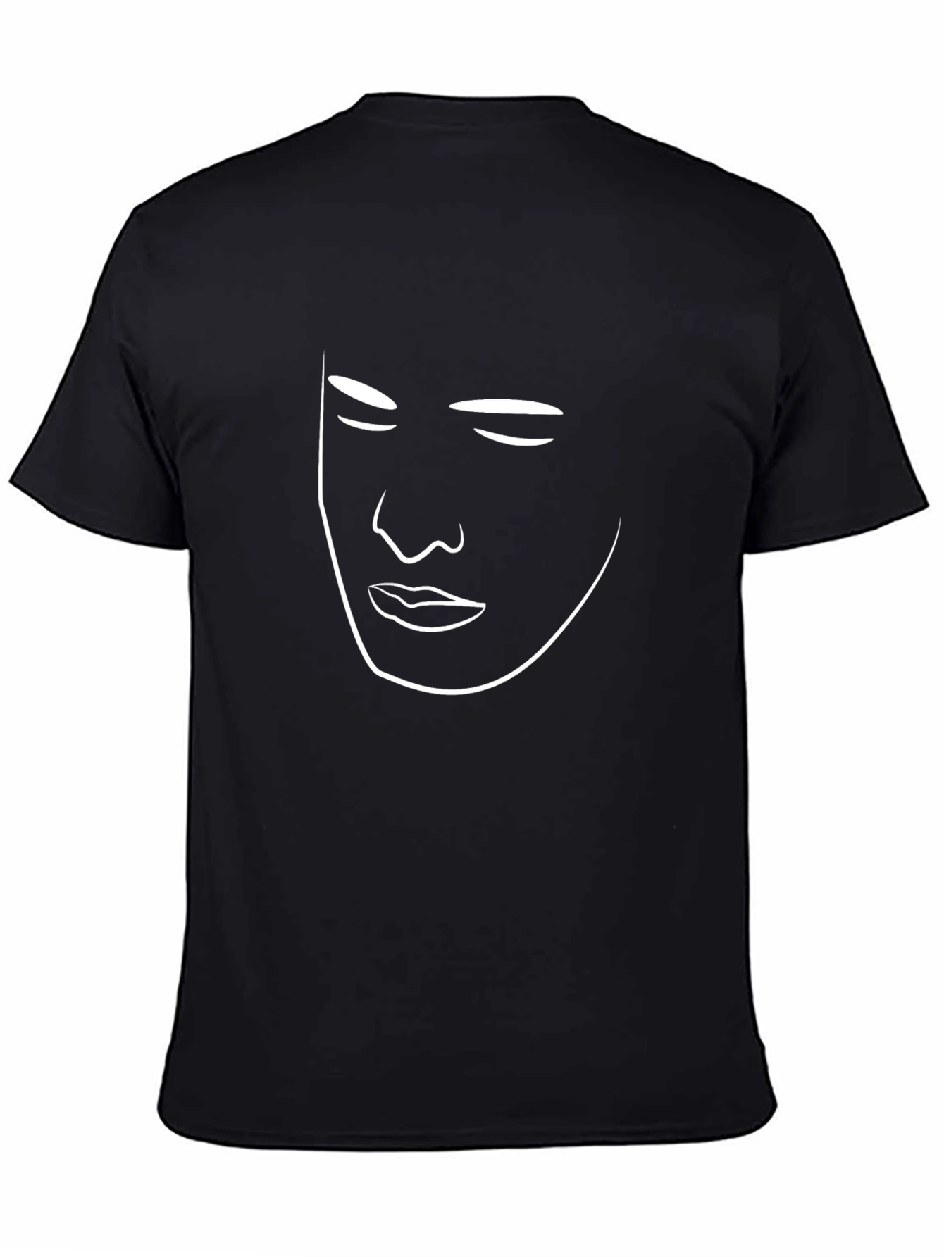 Black Minimalist Face Line Art Black T-Shirt view 4