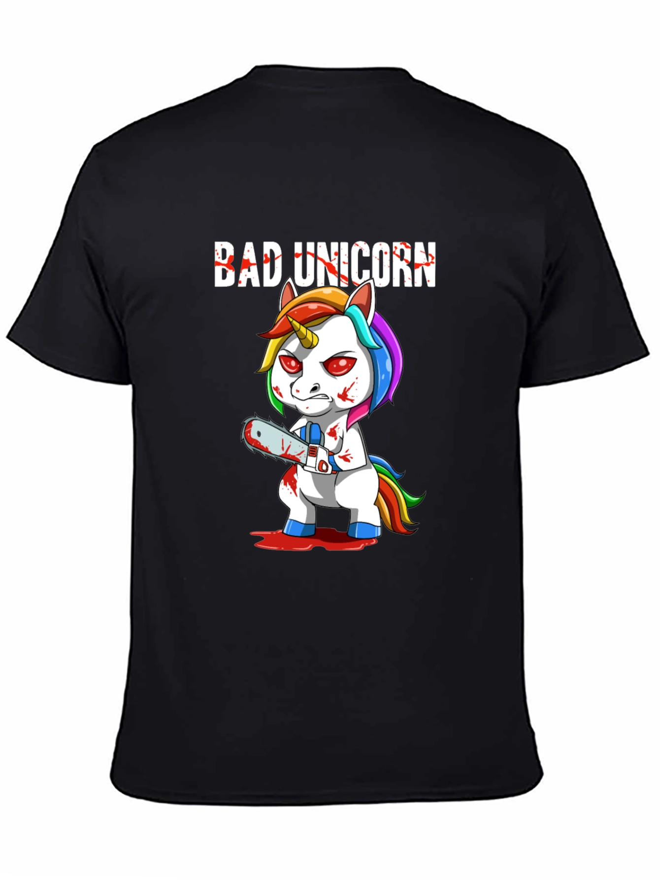 Black Bad Unicorn Graphic T-Shirt - Dark Humor Tee view 4