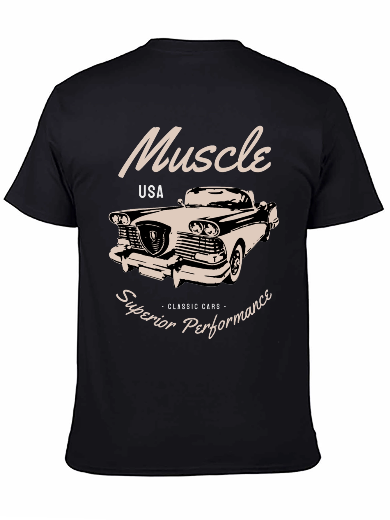 Black Muscle Car T-Shirt - Superior Performance Classic Tee view 4