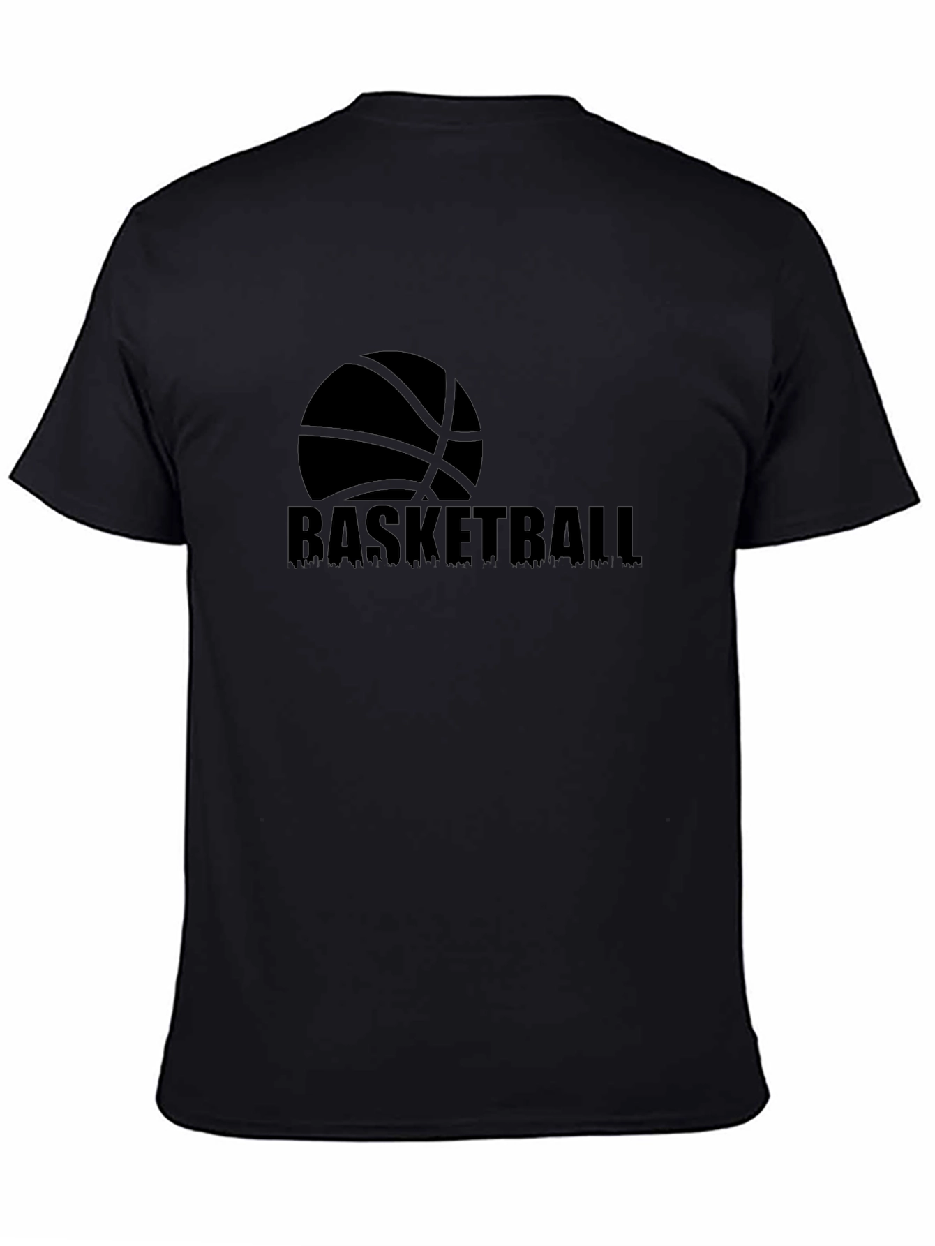Black Men's Black Basketball Graphic Tee view 4