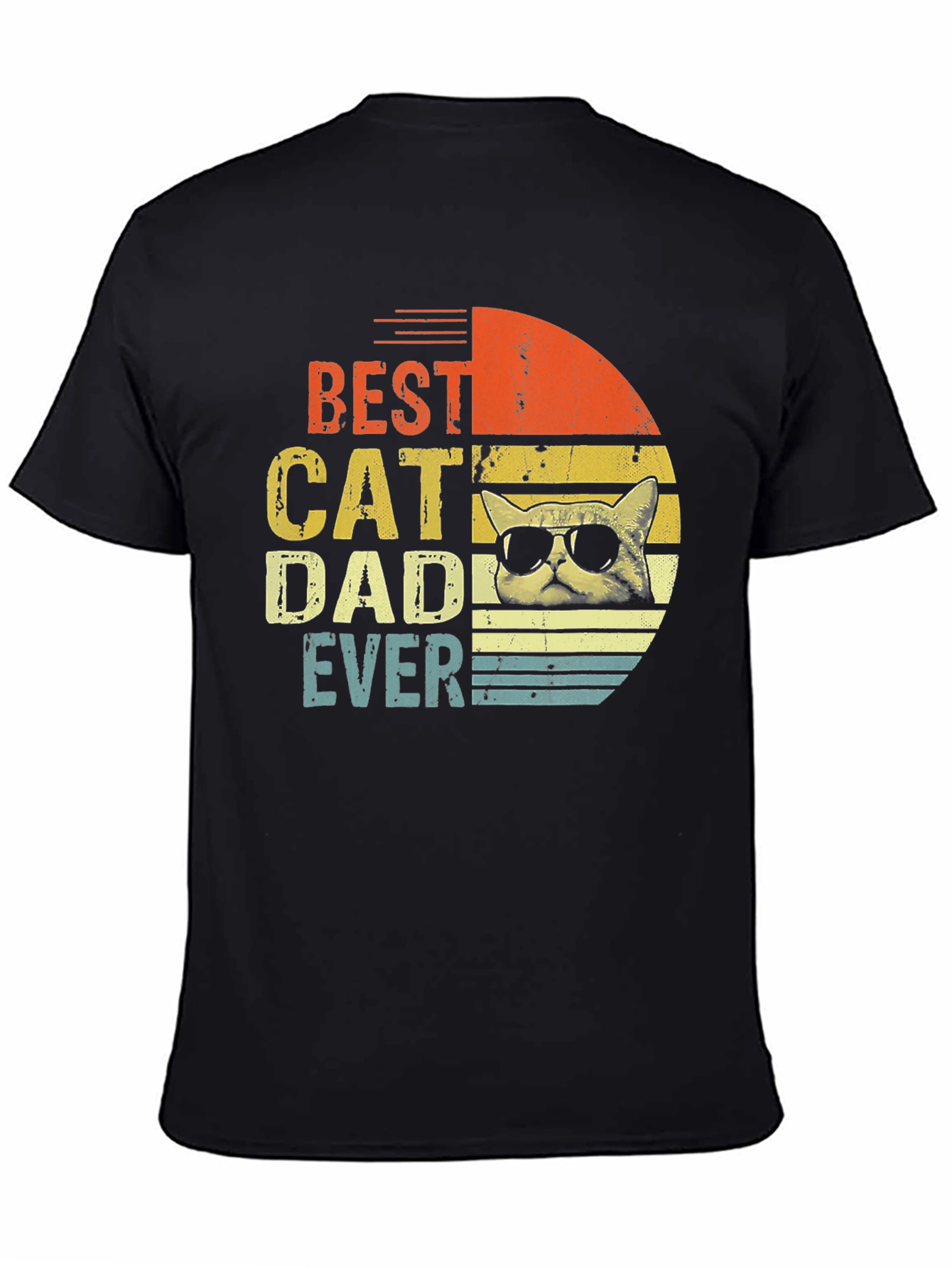 Black Best Cat Dad Ever Graphic T-Shirt view 4