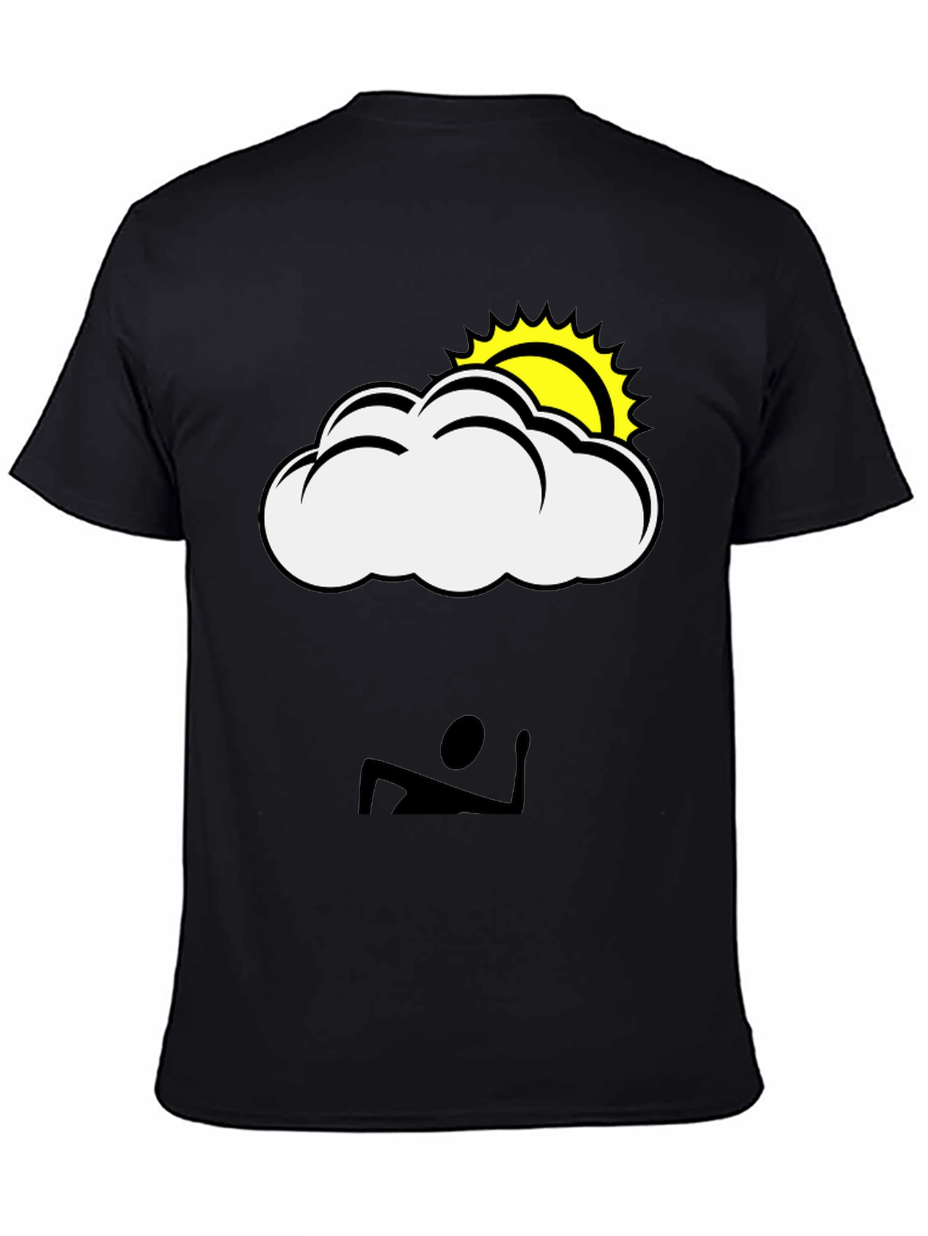 Black Cloud & Sun Graphic Tee - Stylish Black T-Shirt view 4