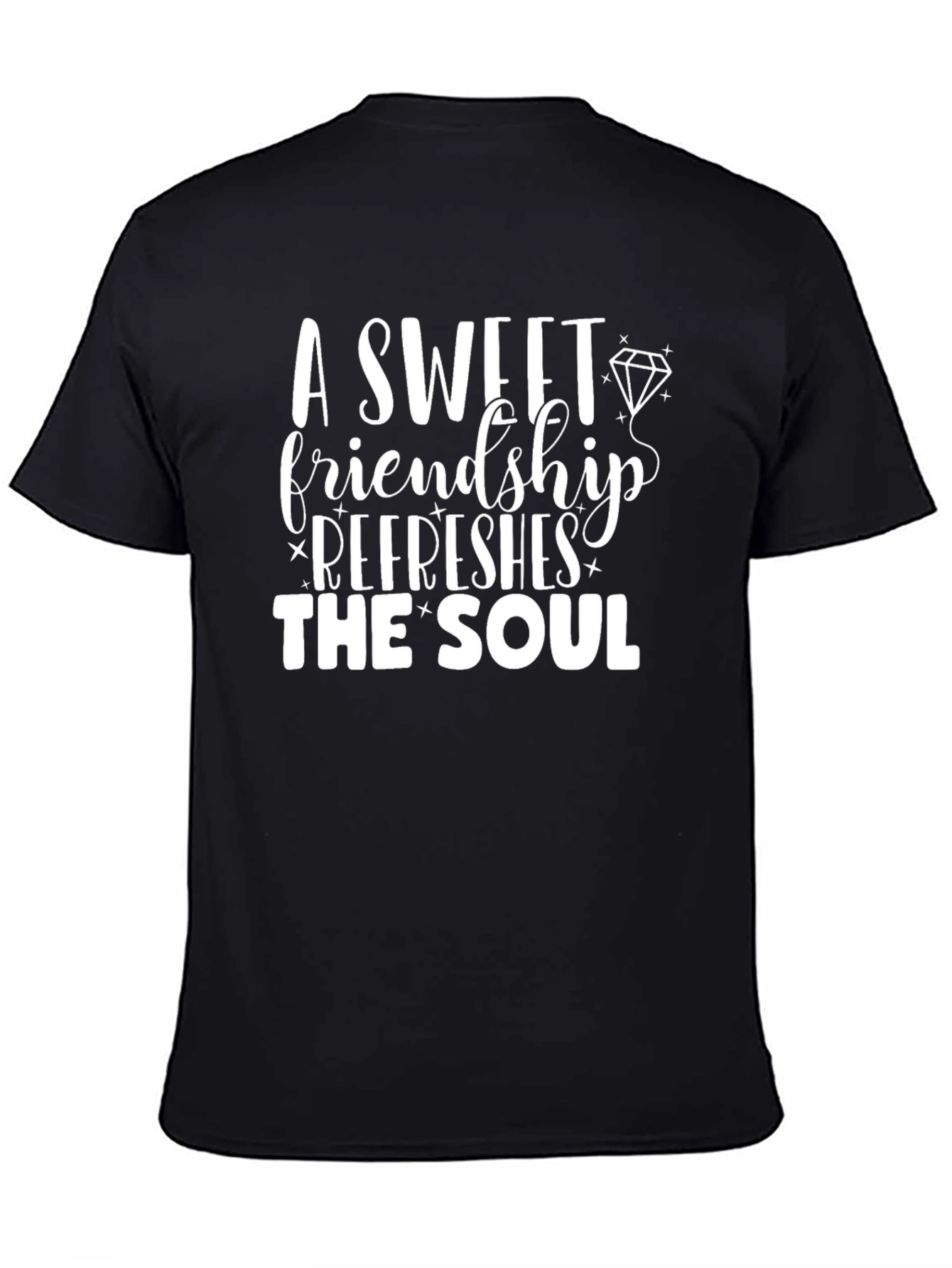Black Sweet Friendship Graphic Tee - Black Unisex Shirt view 4