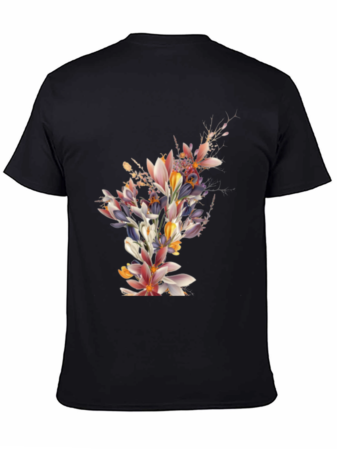 Black Floral Print Black T-Shirt view 4