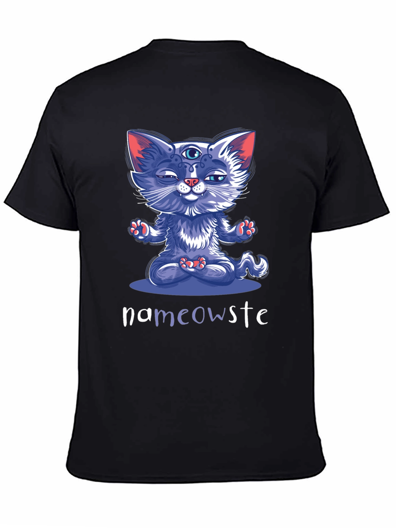 Black Namaste Cat Graphic T-Shirt view 4