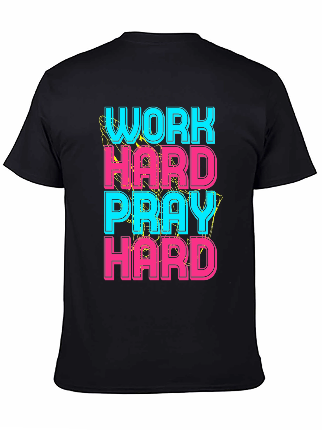 Black Work Hard Pray Hard Graphic Tee view 4