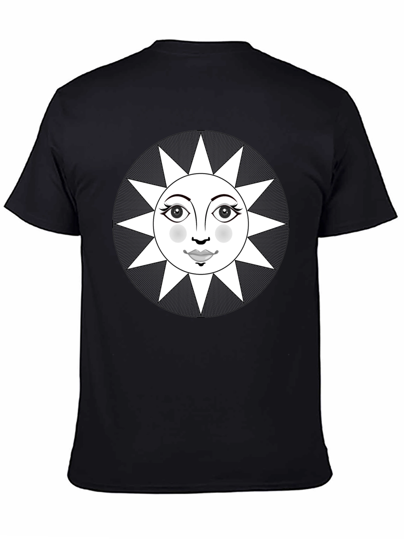 Black Celestial Sun Face Graphic Tee - Black view 4