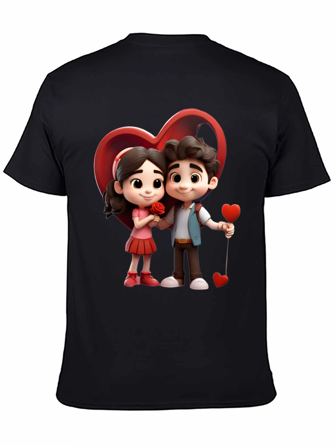 Black Cartoon Couple T-Shirt view 4