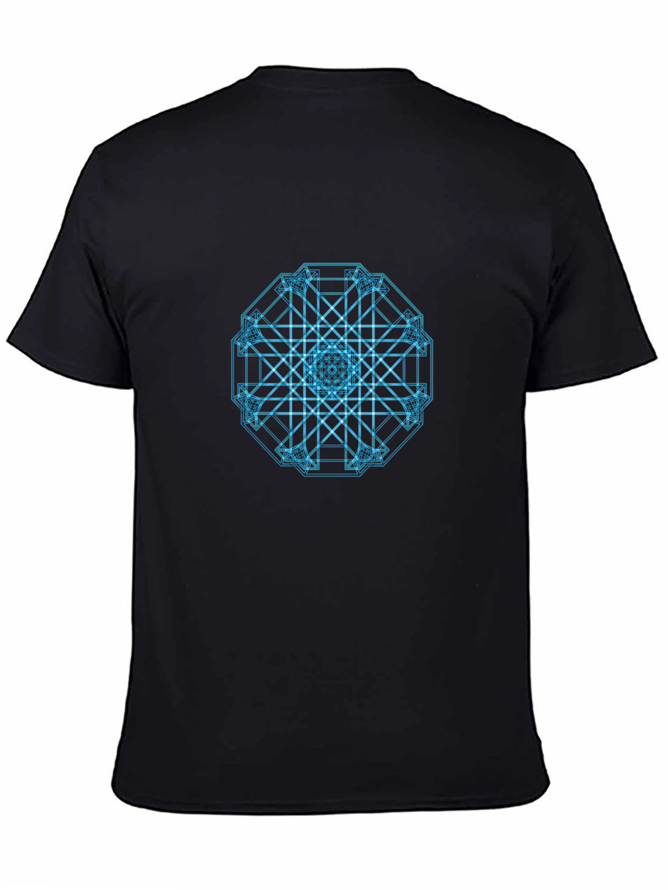 Black Geometric Pattern Black T-Shirt view 4
