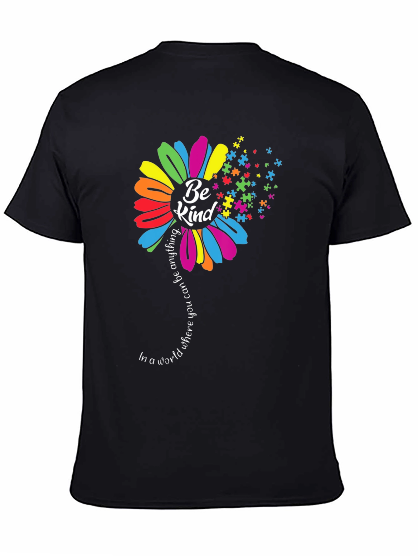 Black Be Kind Autism Awareness T-Shirt view 4
