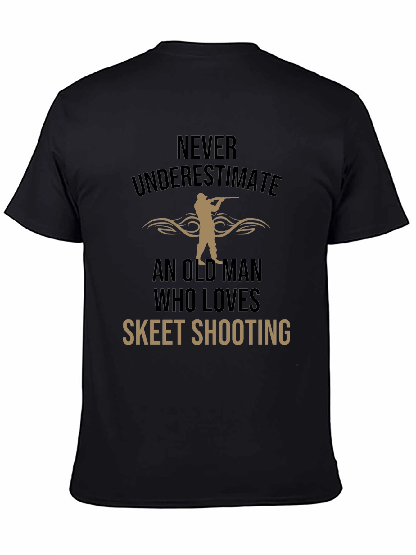 Black Skeet Shooting Old Man T-Shirt view 4