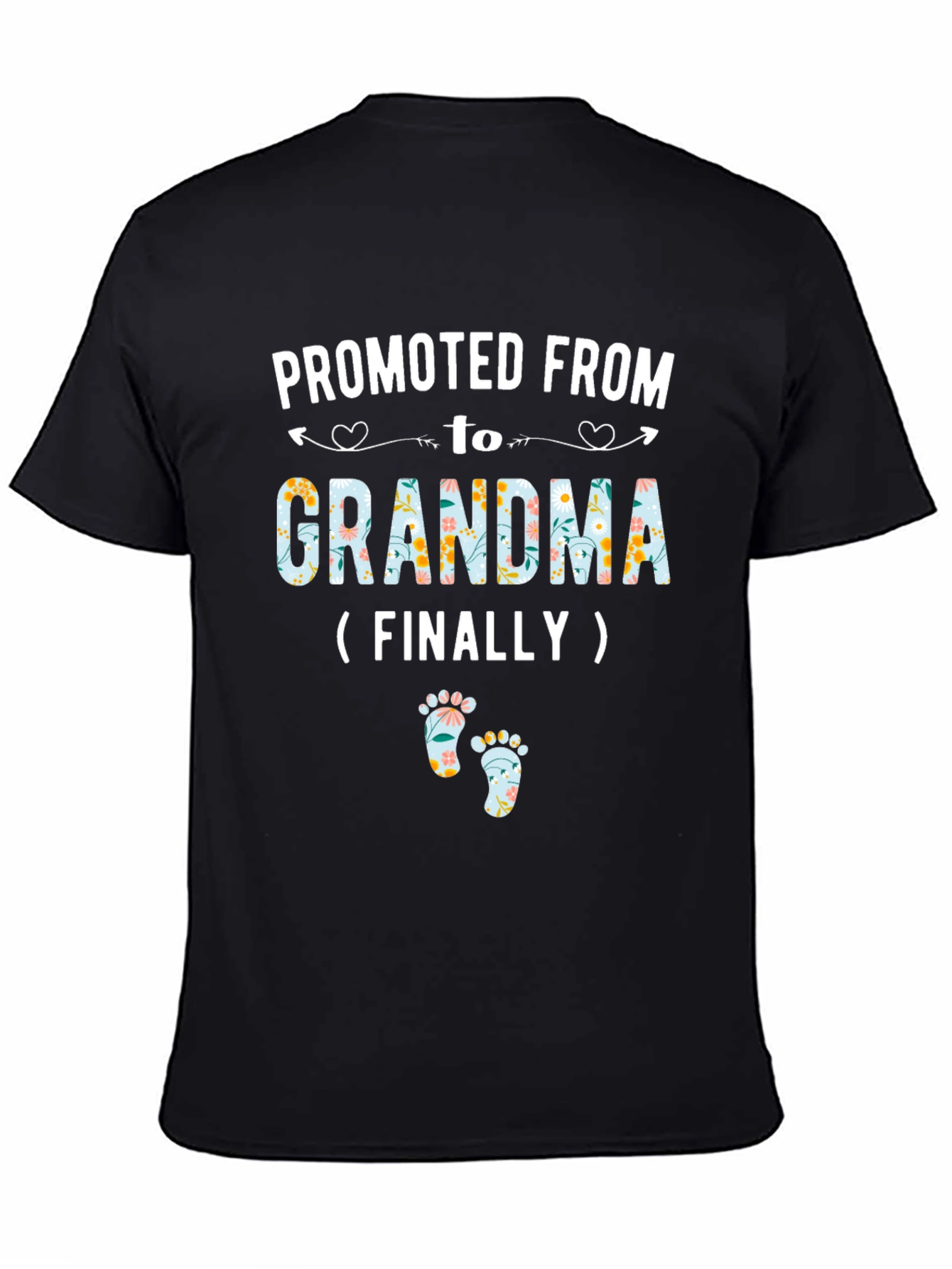 Black Promoted to Grandma Floral T-Shirt view 4