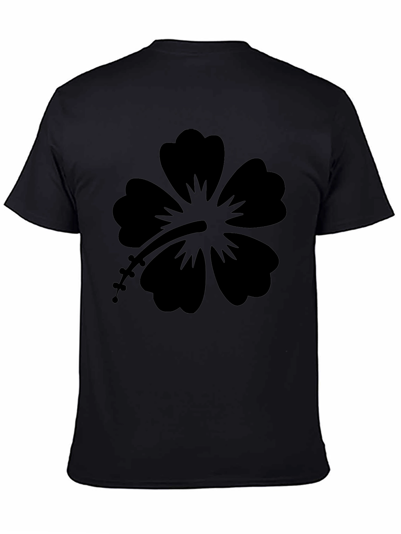 Black Black Hibiscus Graphic Tee - Casual Style view 4