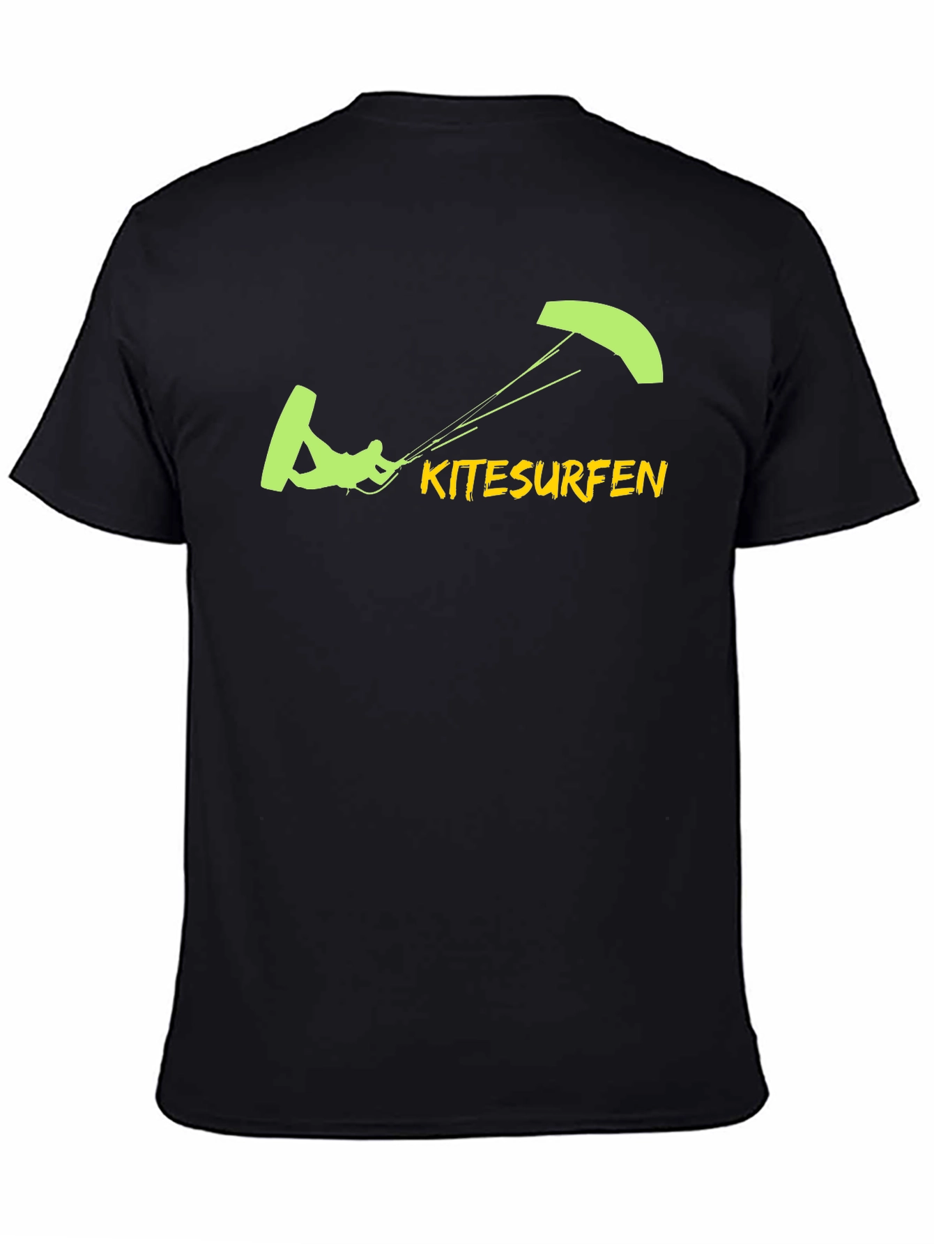 Black Kitesurfen Graphic Tee - Black Cotton T-Shirt view 4